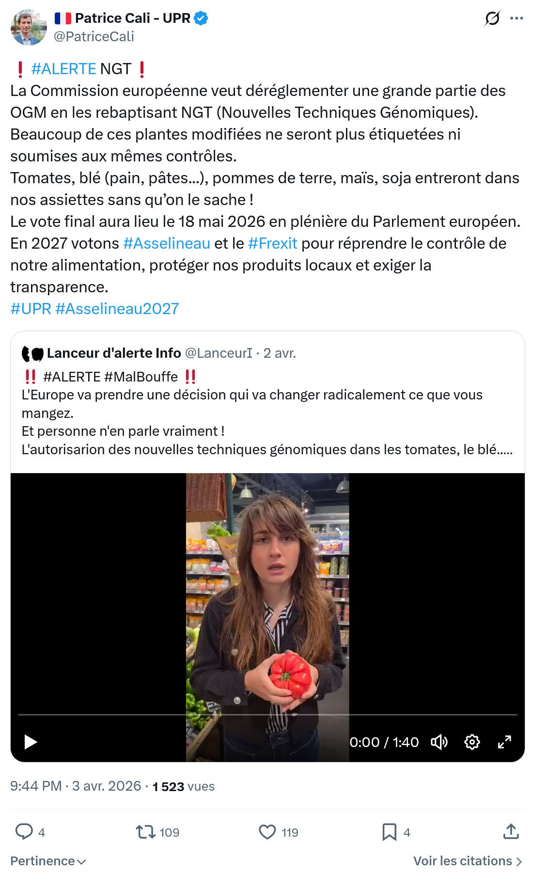 Patrice Cali: ❗️#ALERTE NGT❗️…