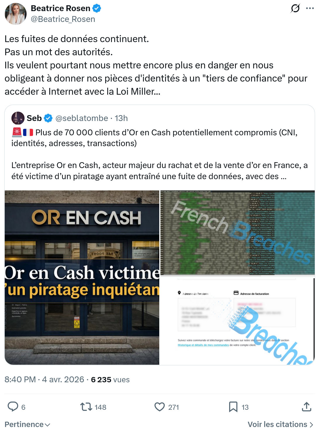 Béatrice Rosen: Les fuites de données continuent…