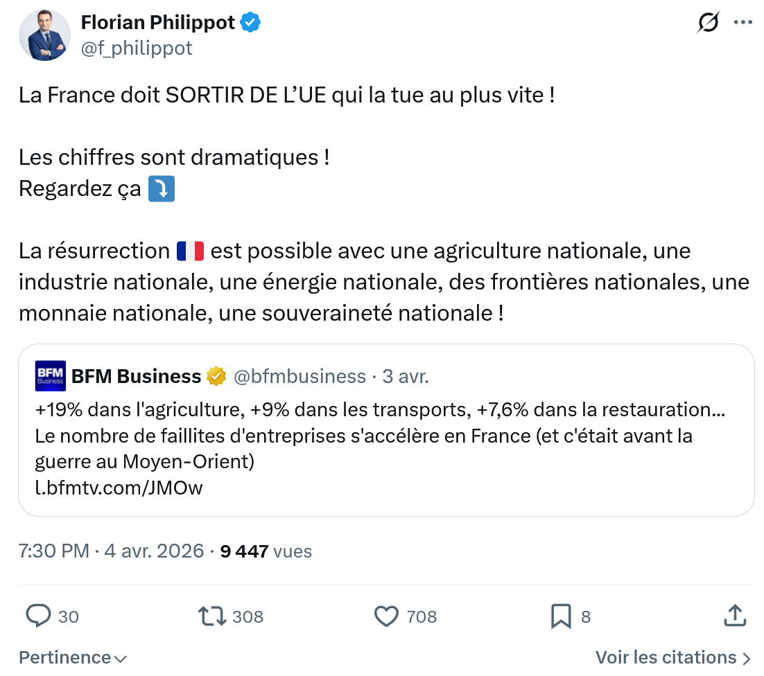 Florian Philippot: La France doit SORTIR DE L’UE…