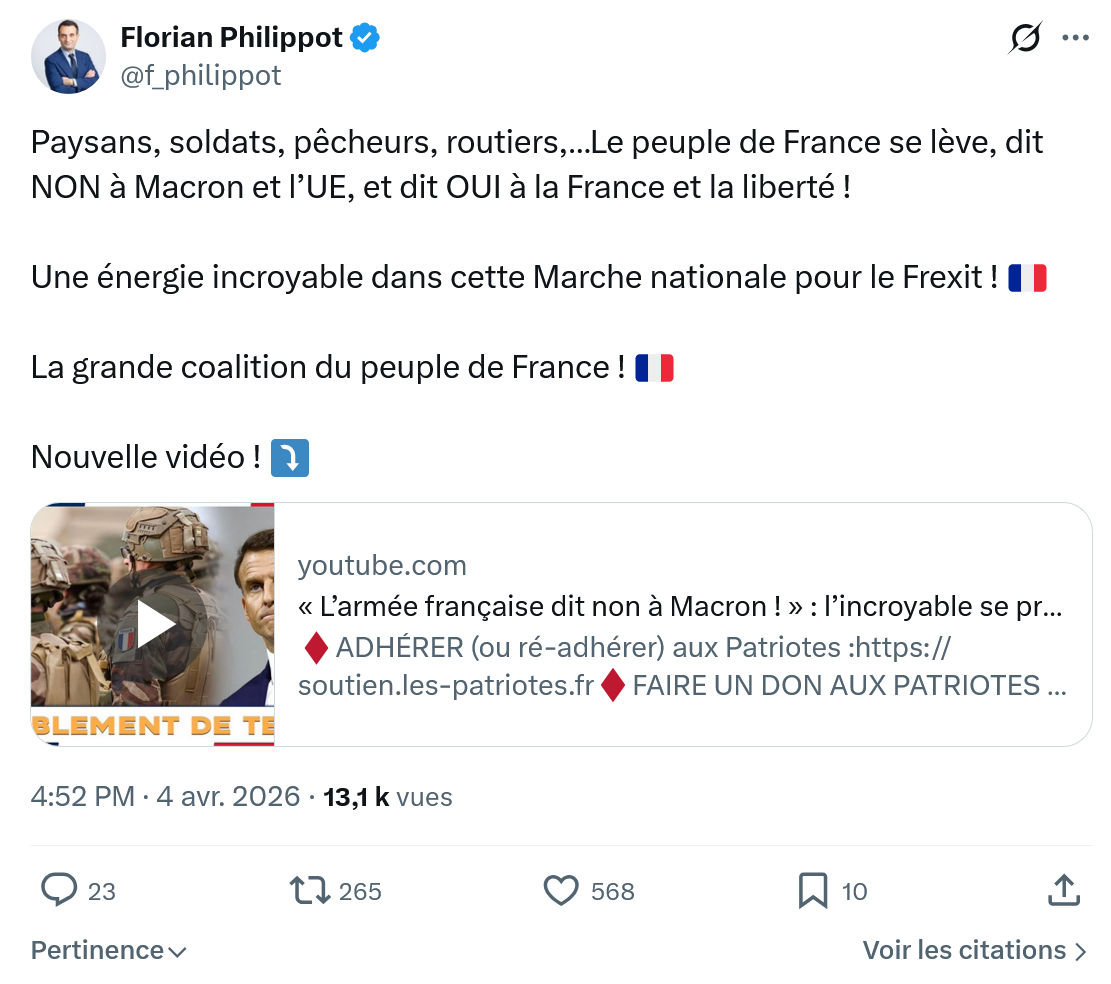 Florian Philippot: Paysans, soldats, pêcheurs, routiers…