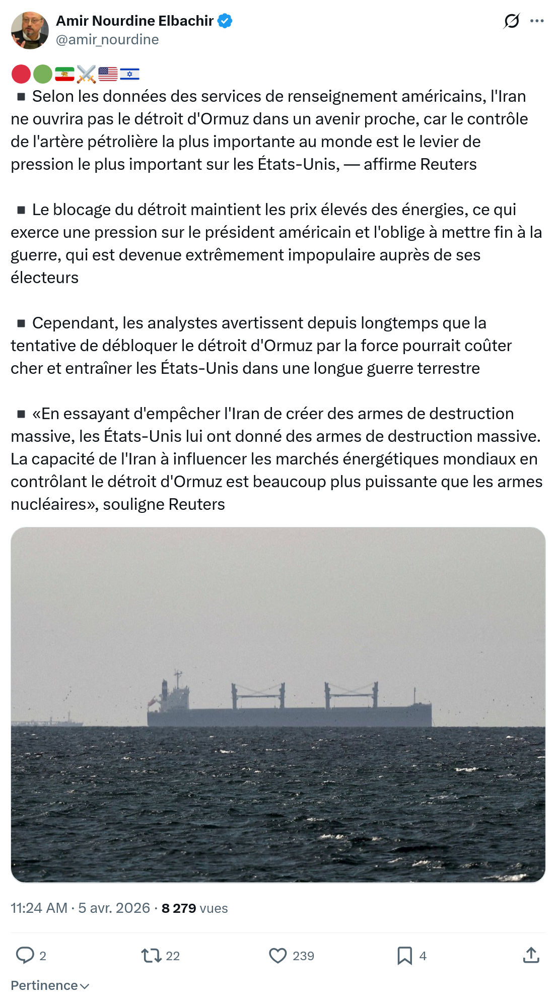 Amir Nourdine Elbachir: Selon les données des services de renseignement…