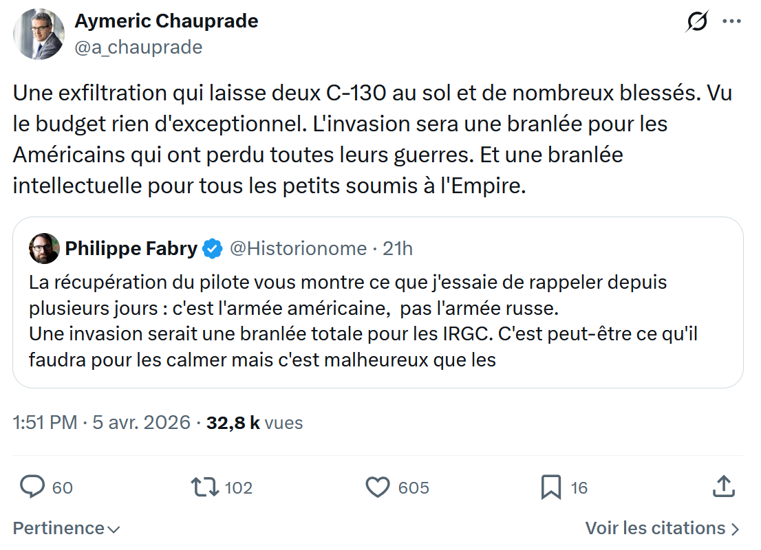 Aymeric Chauprad: Une exfiltration qui laisse deux C-130…