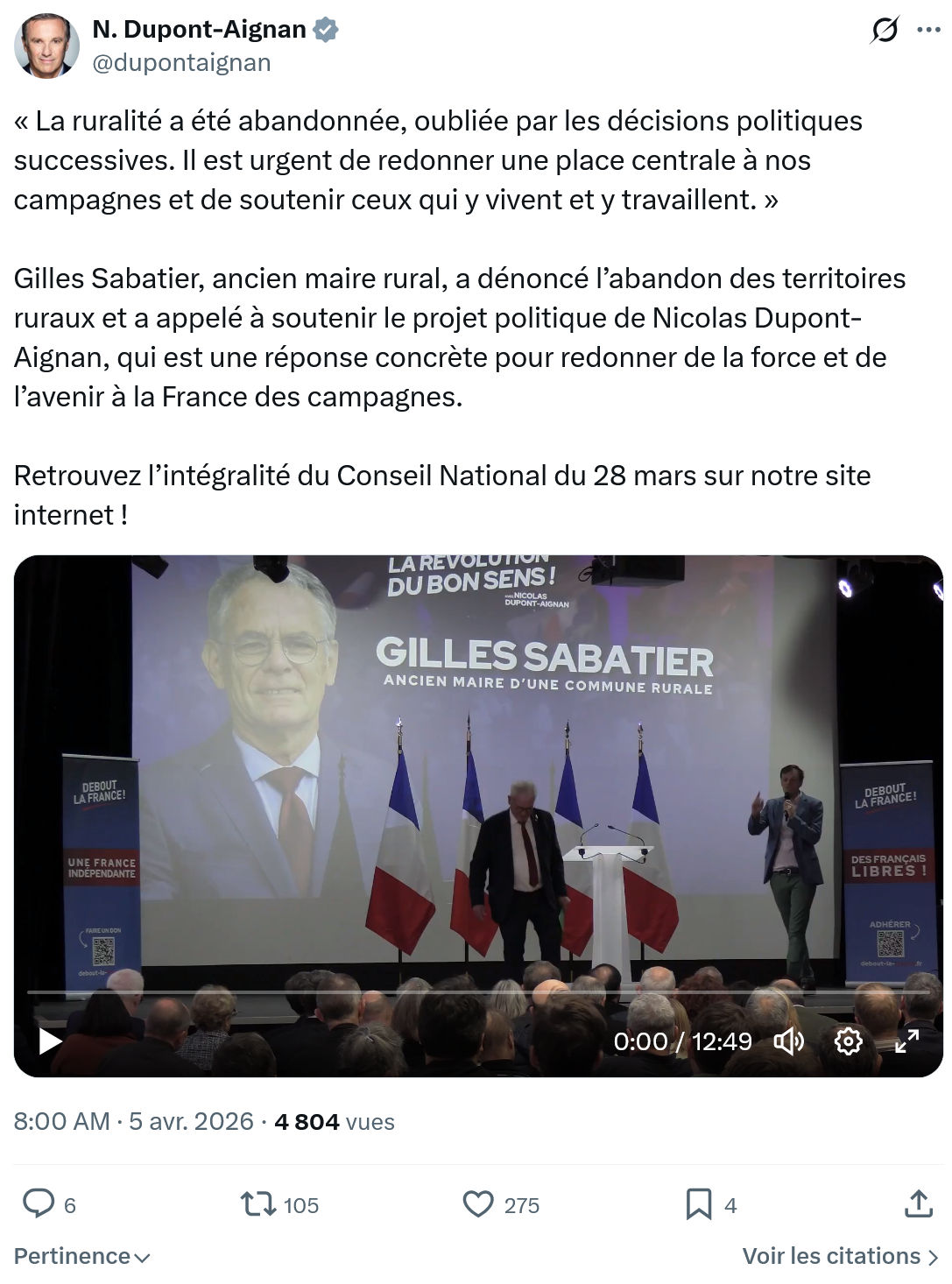 Nicolas Dupont-Aignan: La ruralité a été abandonnée…