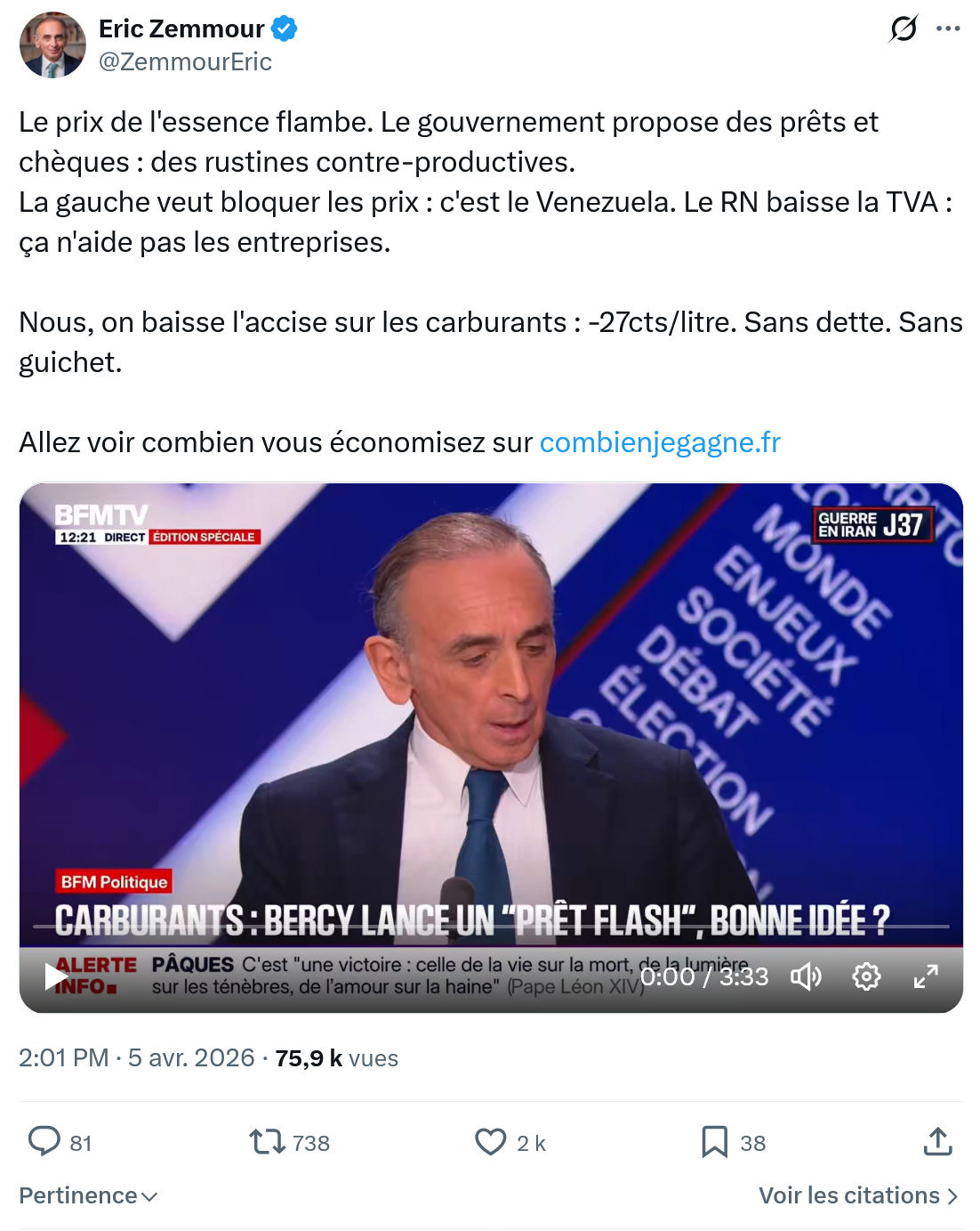 Eric Zemmour: Le prix de l'essence flambe…
