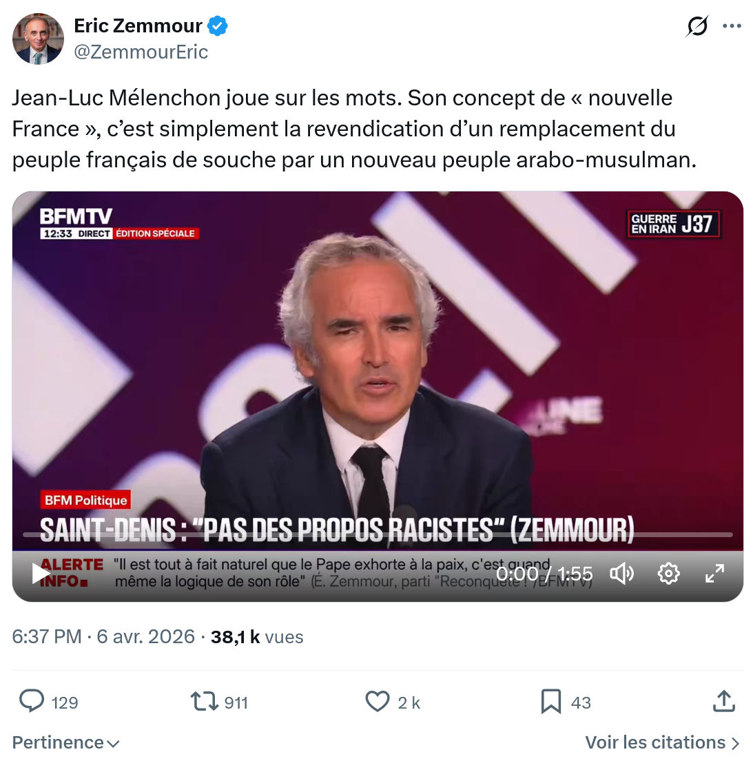 Eric Zemmour: Jean-Luc Mélenchon joue sur les mots…