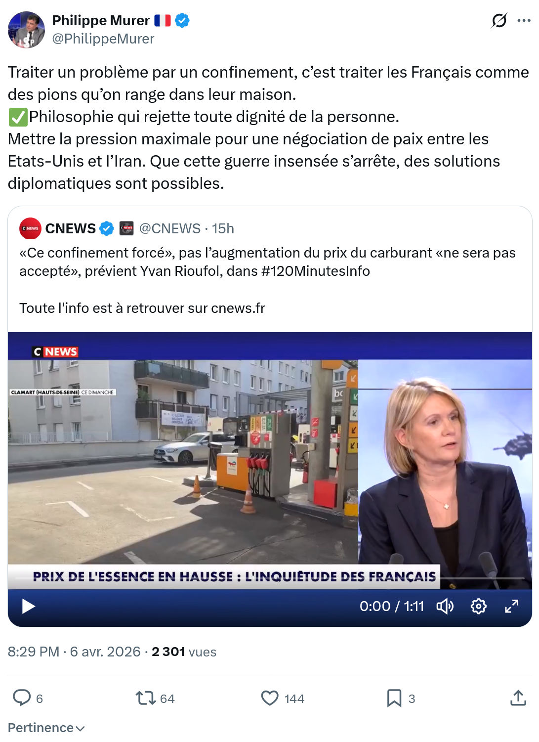 Philippe Murer: Traiter un problème par un confinement…