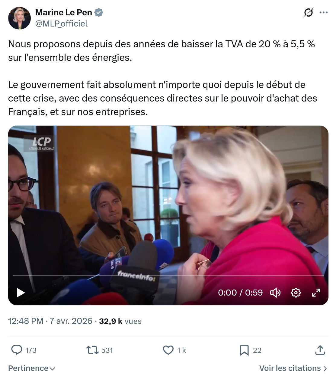 Marine Le Pen: Nous proposons depuis des années…