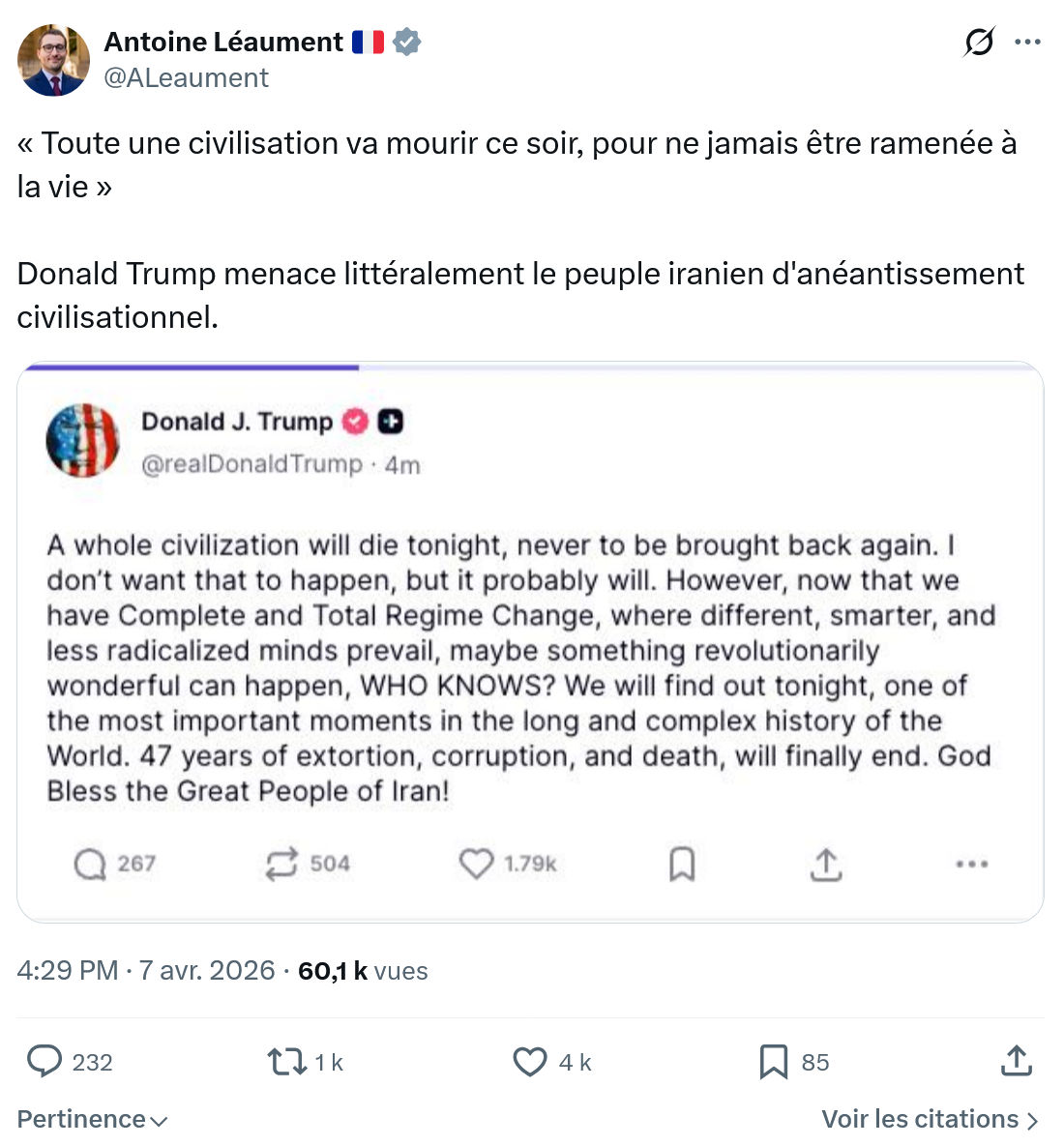 Antoine Léaument: Toute une civilisation va mourir ce soir…
