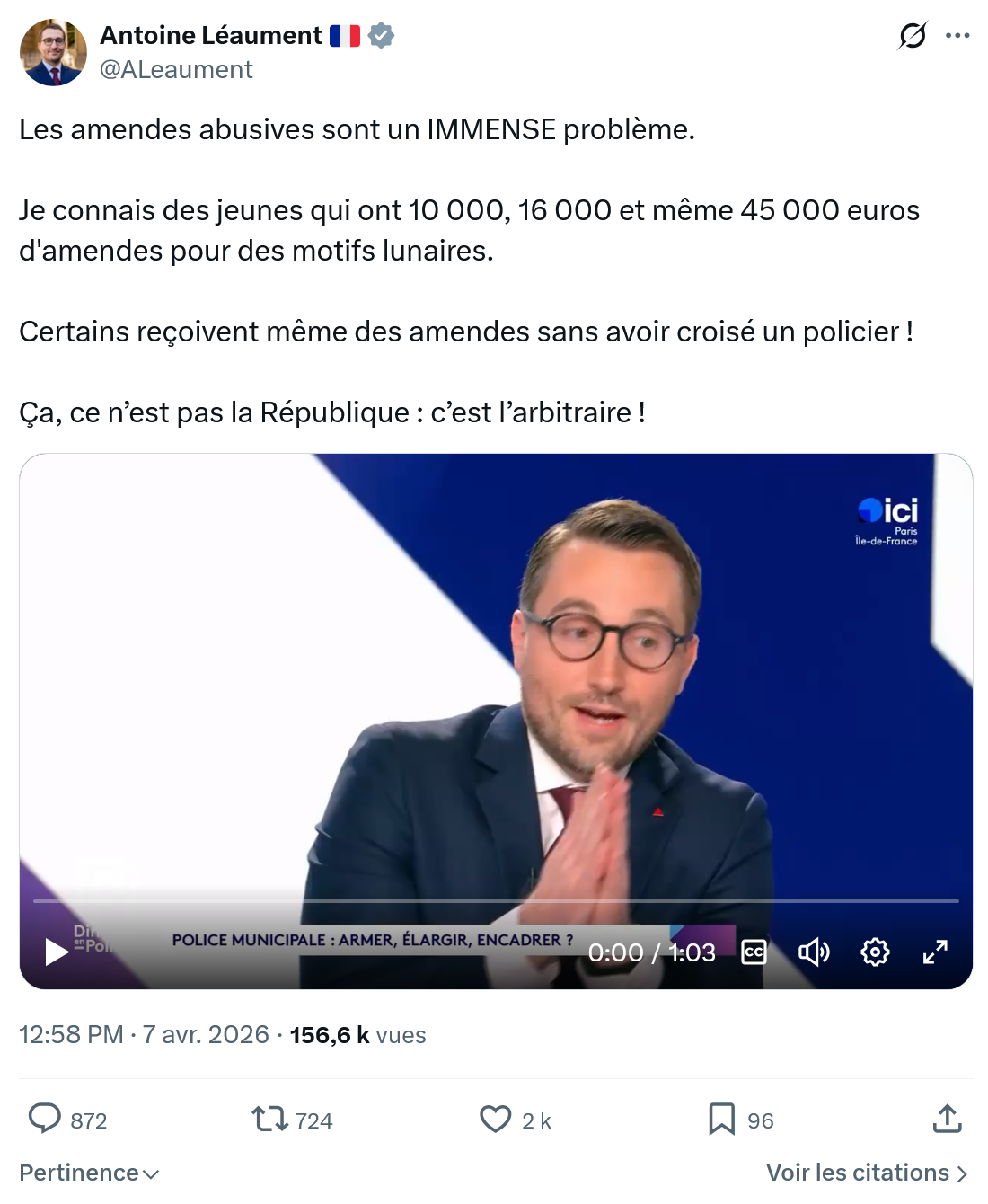 Antoine Léaument: Les amendes abusives sont un IMMENSE…
