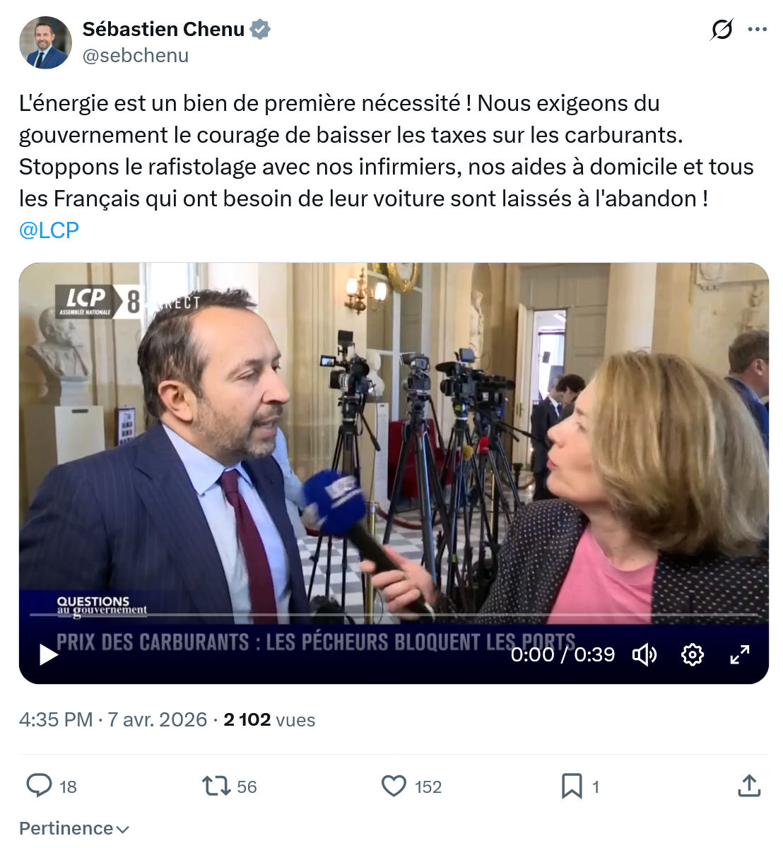 Sébastien Chenu: L'énergie est un bien de première…