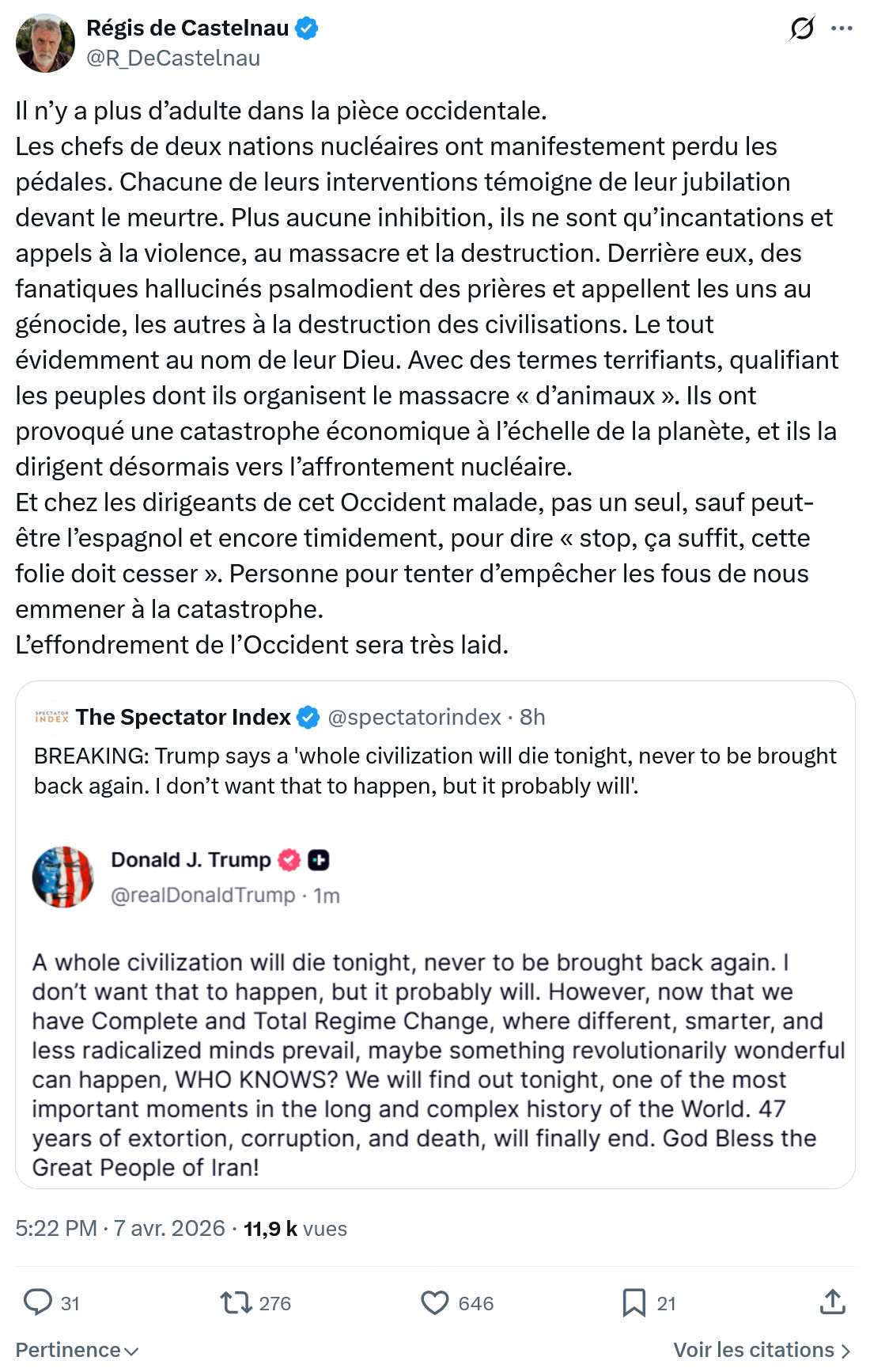 Régis de Castelnau: Il n’y a plus d’adulte dans la pièce…