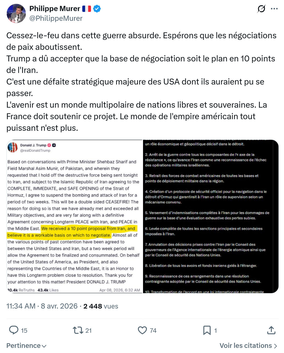 Philippe Murer: Cessez-le-feu dans cette guerre…