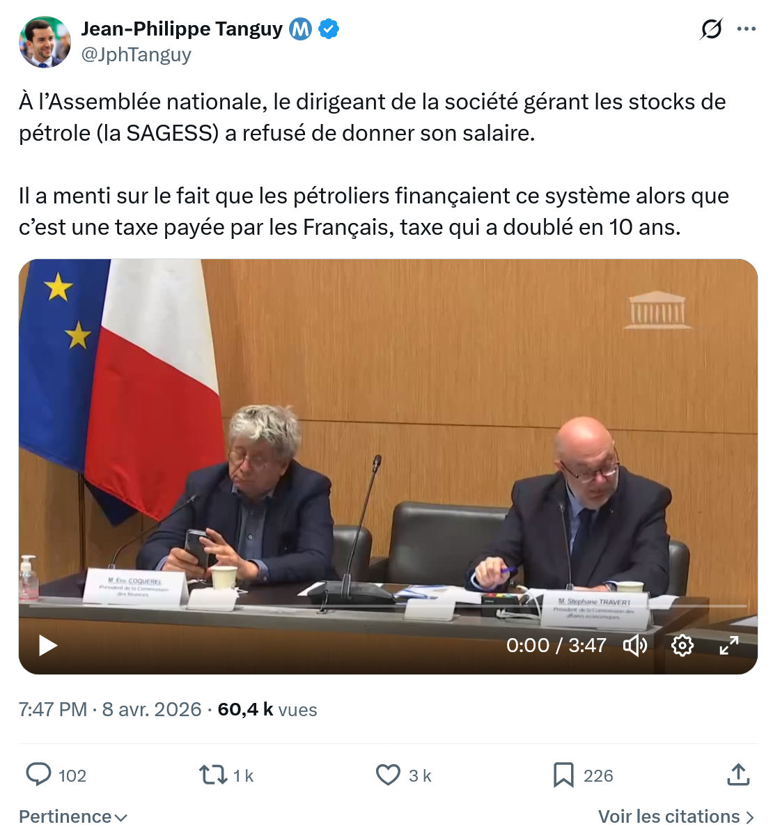 Jean-Philippe Tanguy: À l’Assemblée nationale, le dirigeant…