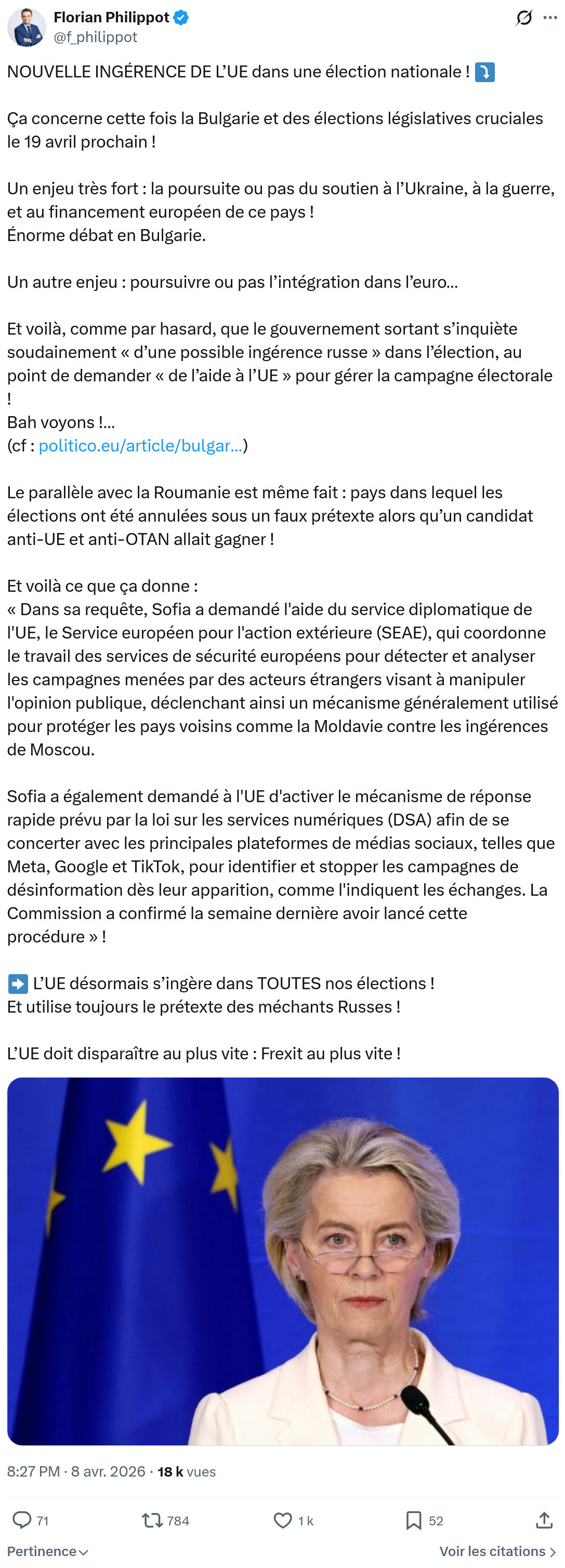 Florian Philippot: NOUVELLE INGÉRENCE DE L’UE…