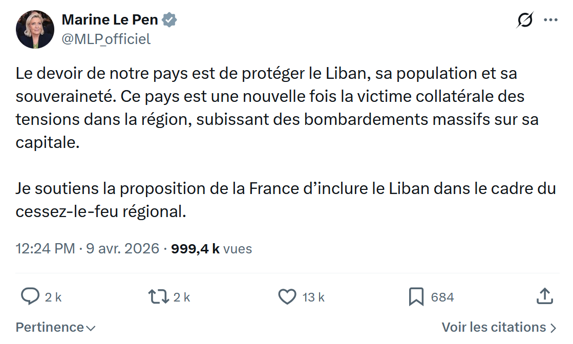 Marine Le Pen: Le devoir de notre pays...