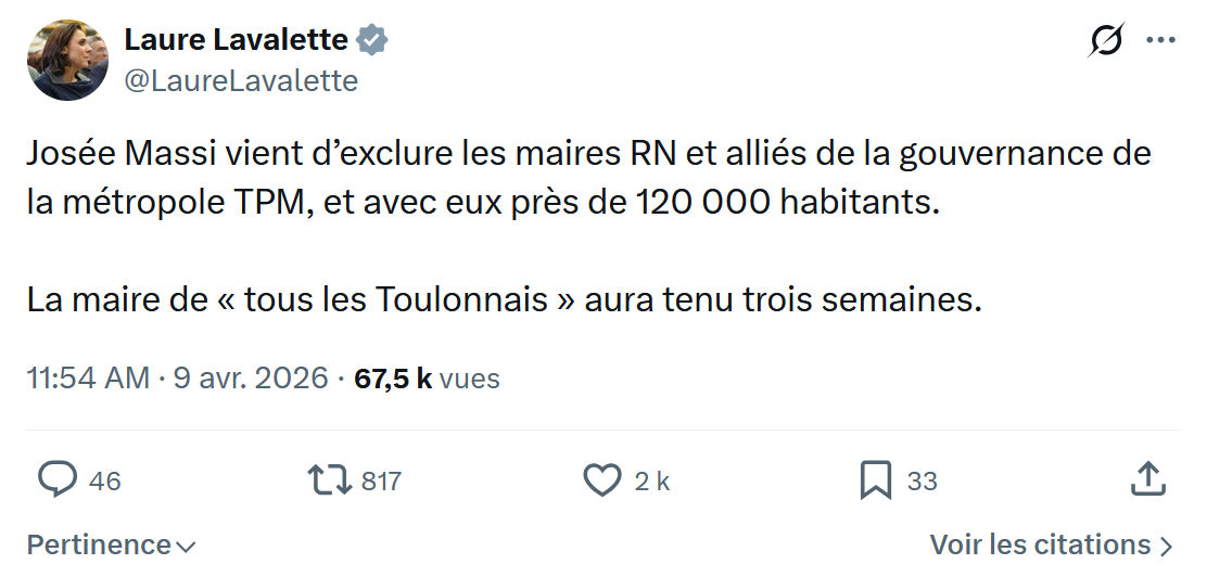 Laure Lavalette: Josée Massi vient d’exclure les...