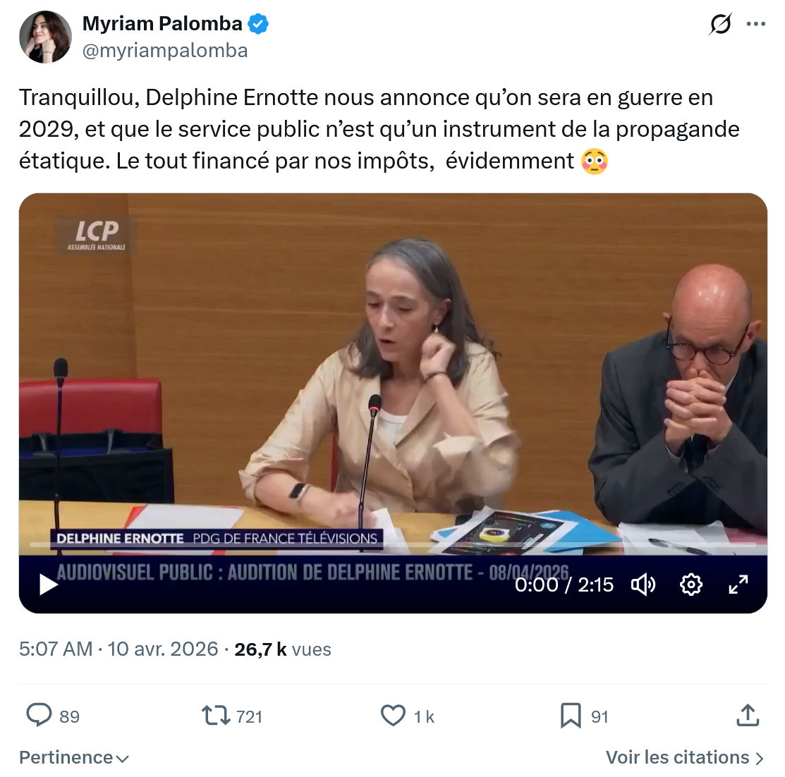 Myriam Palomba: Tranquillou, Delphine Ernotte nous annonce…