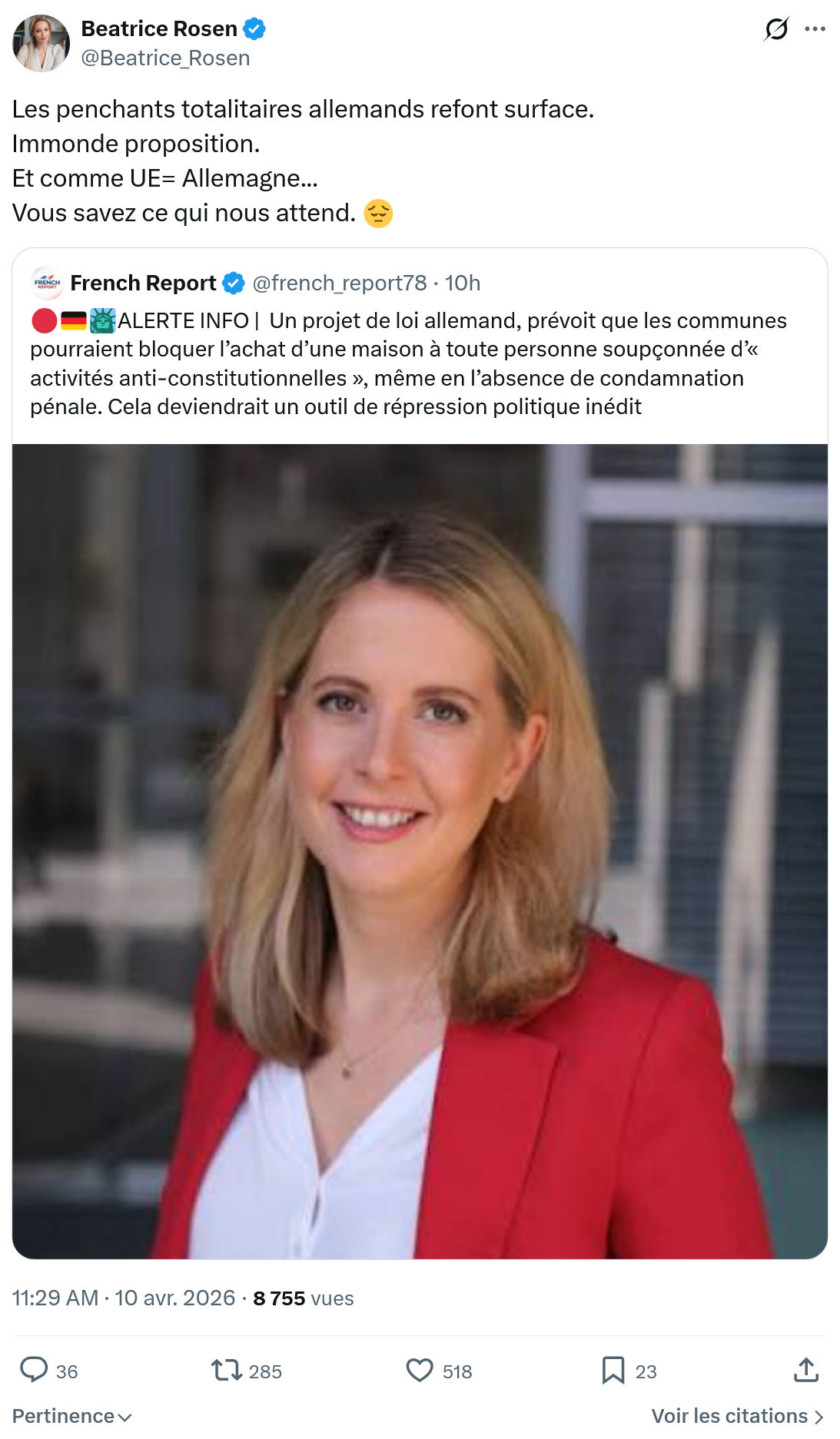 Béatrice Rosen: Les penchants totalitaires allemands…