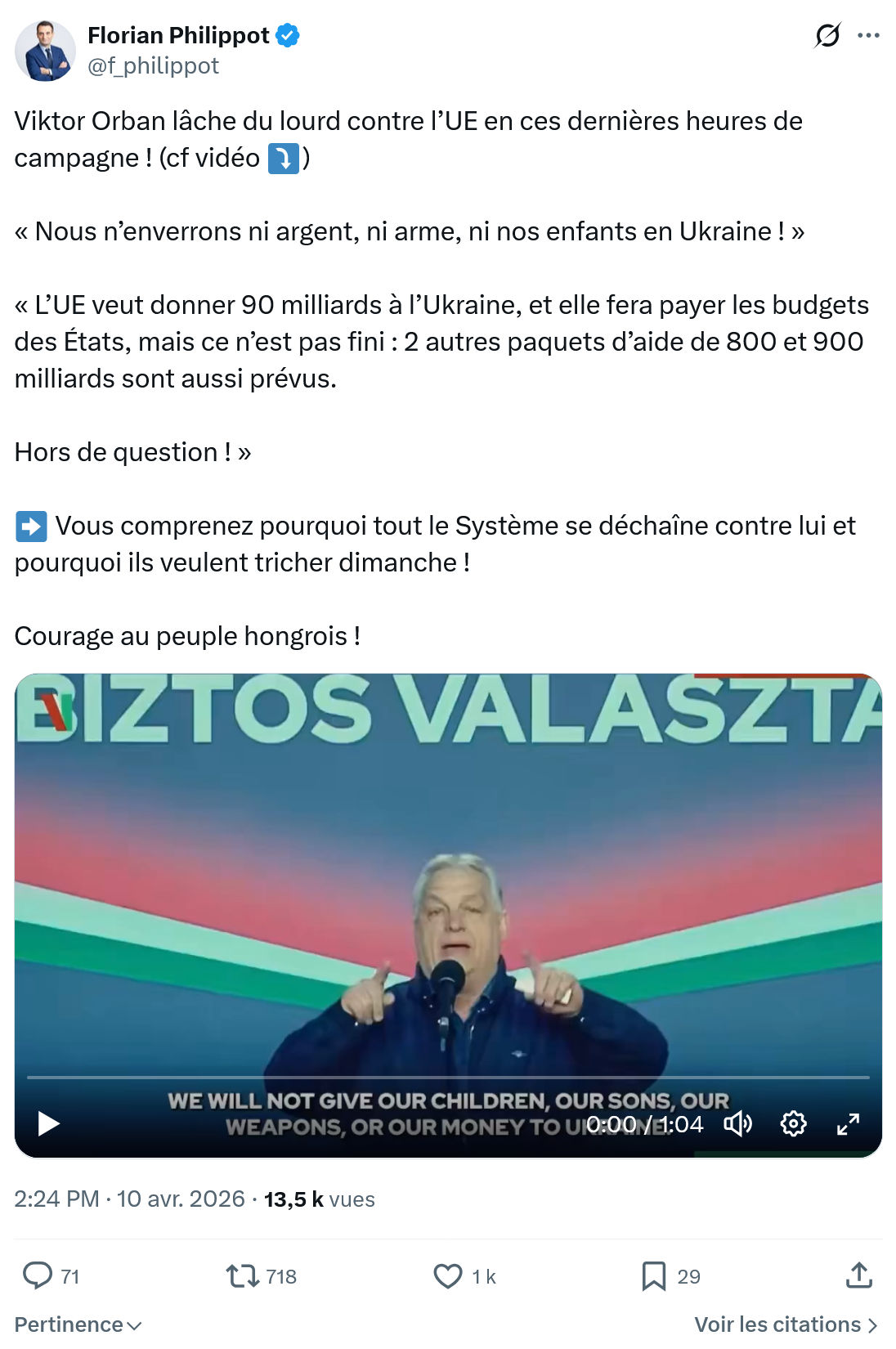 Florian Philippot: Viktor Orban lâche du lourd contre…
