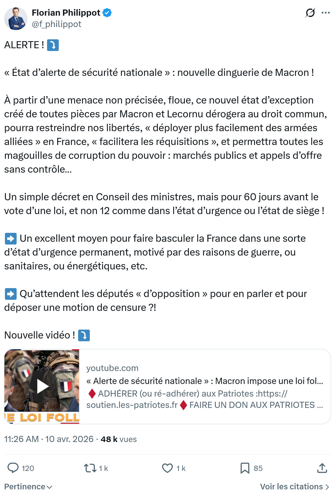 Florian Philippot: ALERTE !…