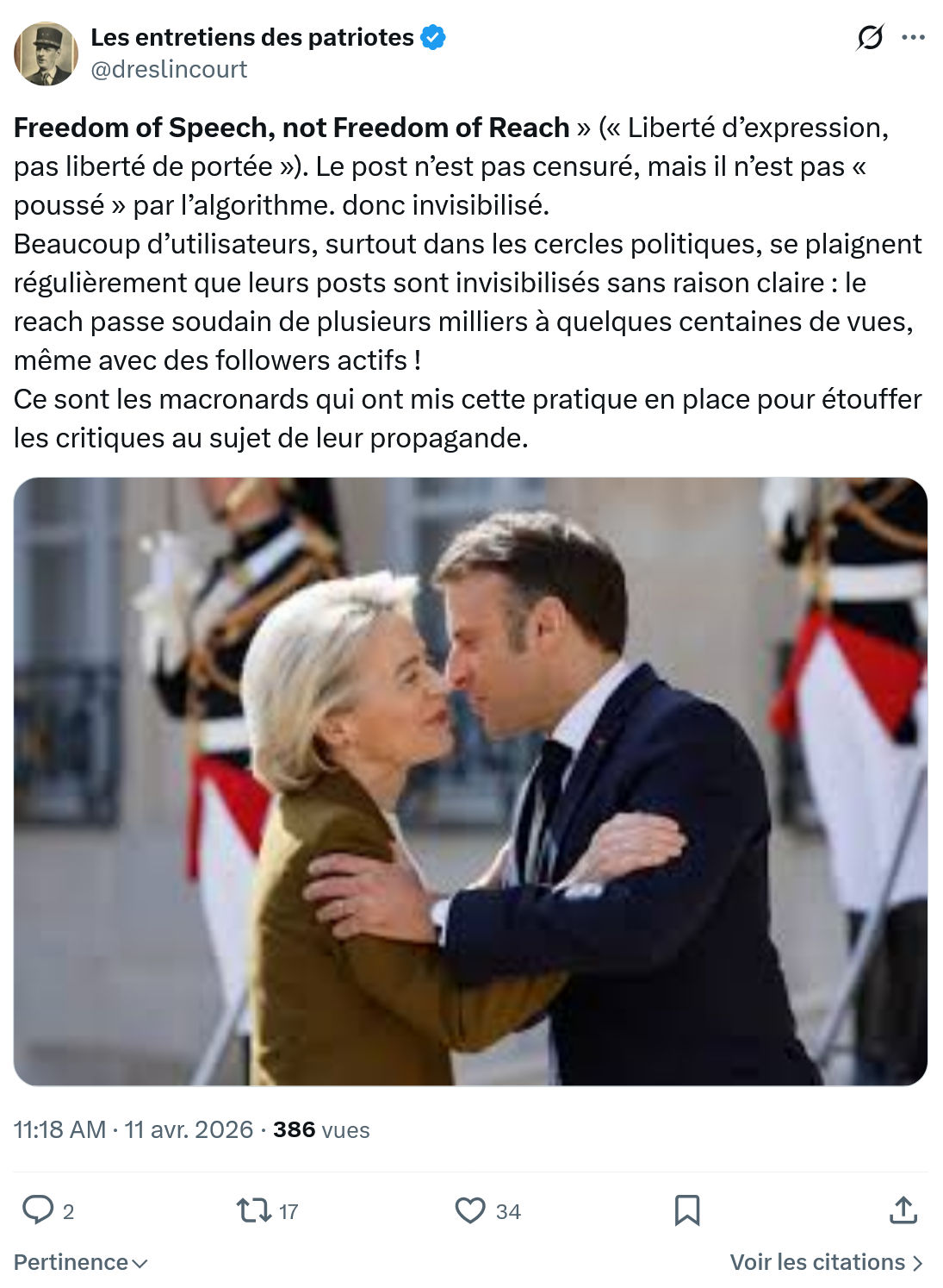 Marquis de Dreslincourt: Freedom of Speech, not Freedom of Reach…