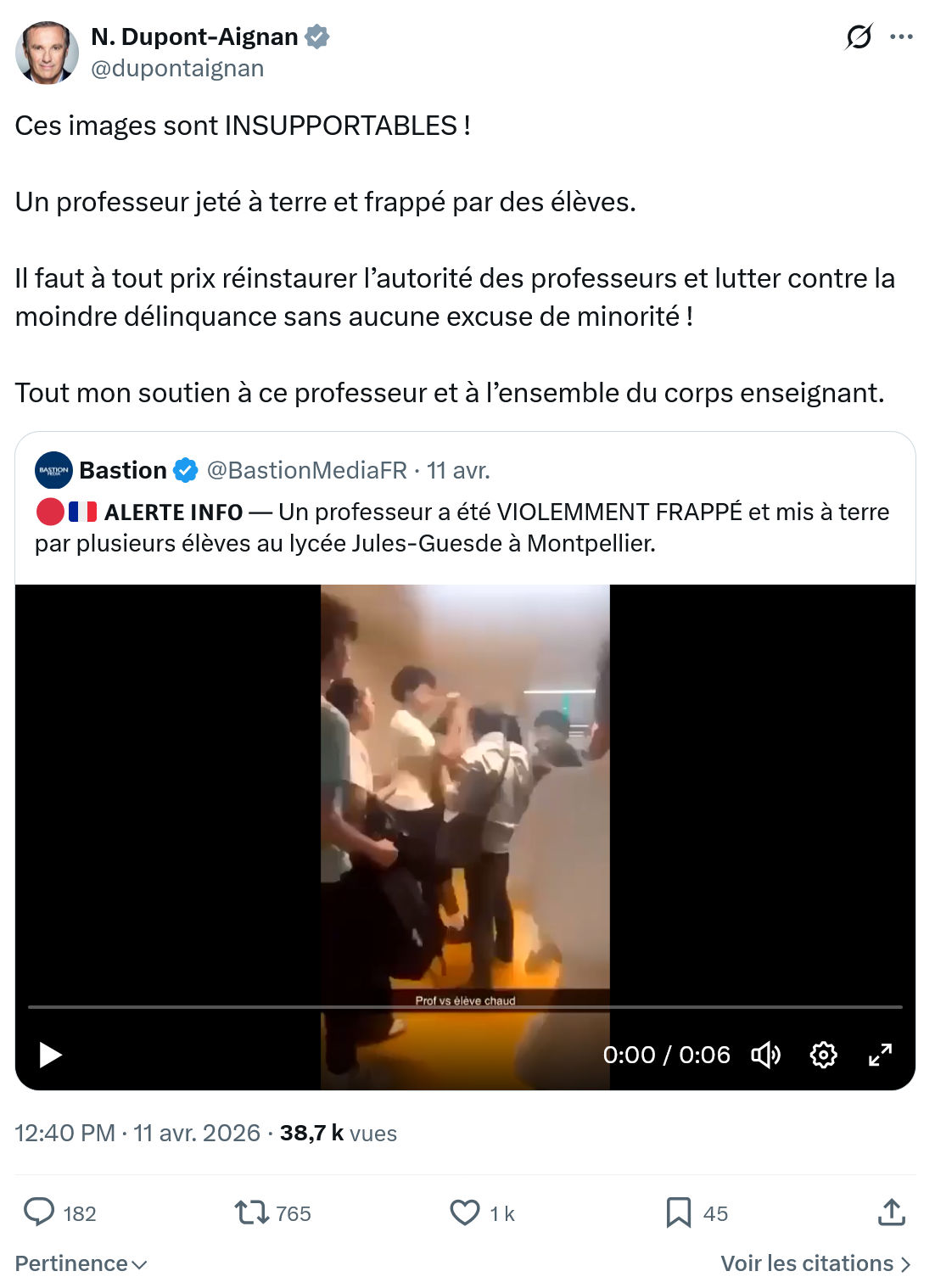 Nicolas Dupont-Aignan: Ces images sont INSUPPORTABLES…