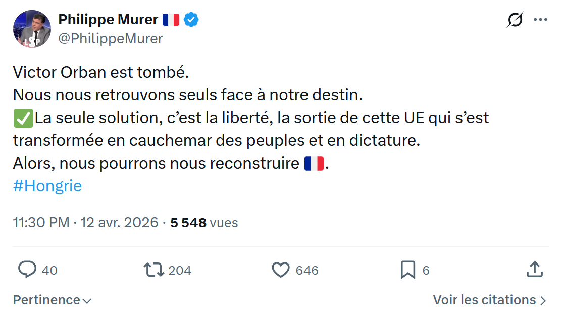 Philippe Murer: Victor Orban est tombé…