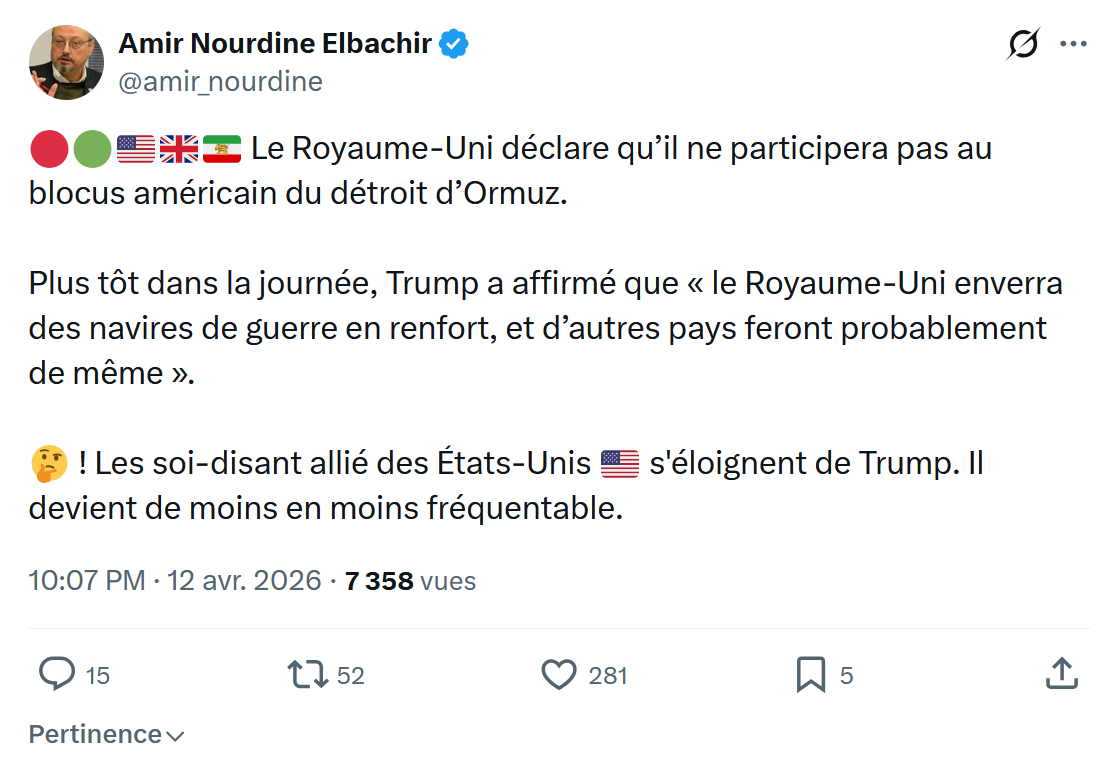 Amir Nourdine Elbachir: Le Royaume-Uni déclare qu’il ne participera…