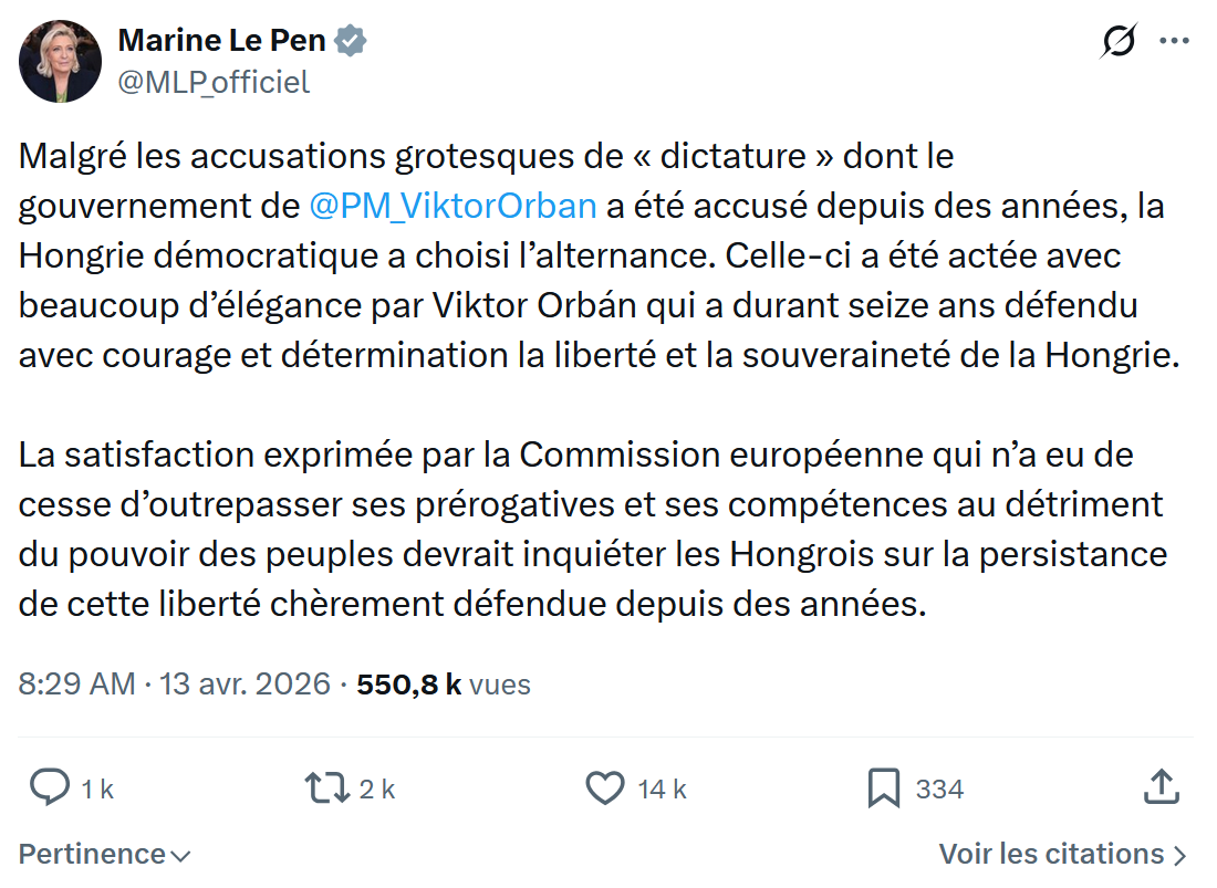 Marine Le Pen: Malgré les accusations grotesques de « dictature »…