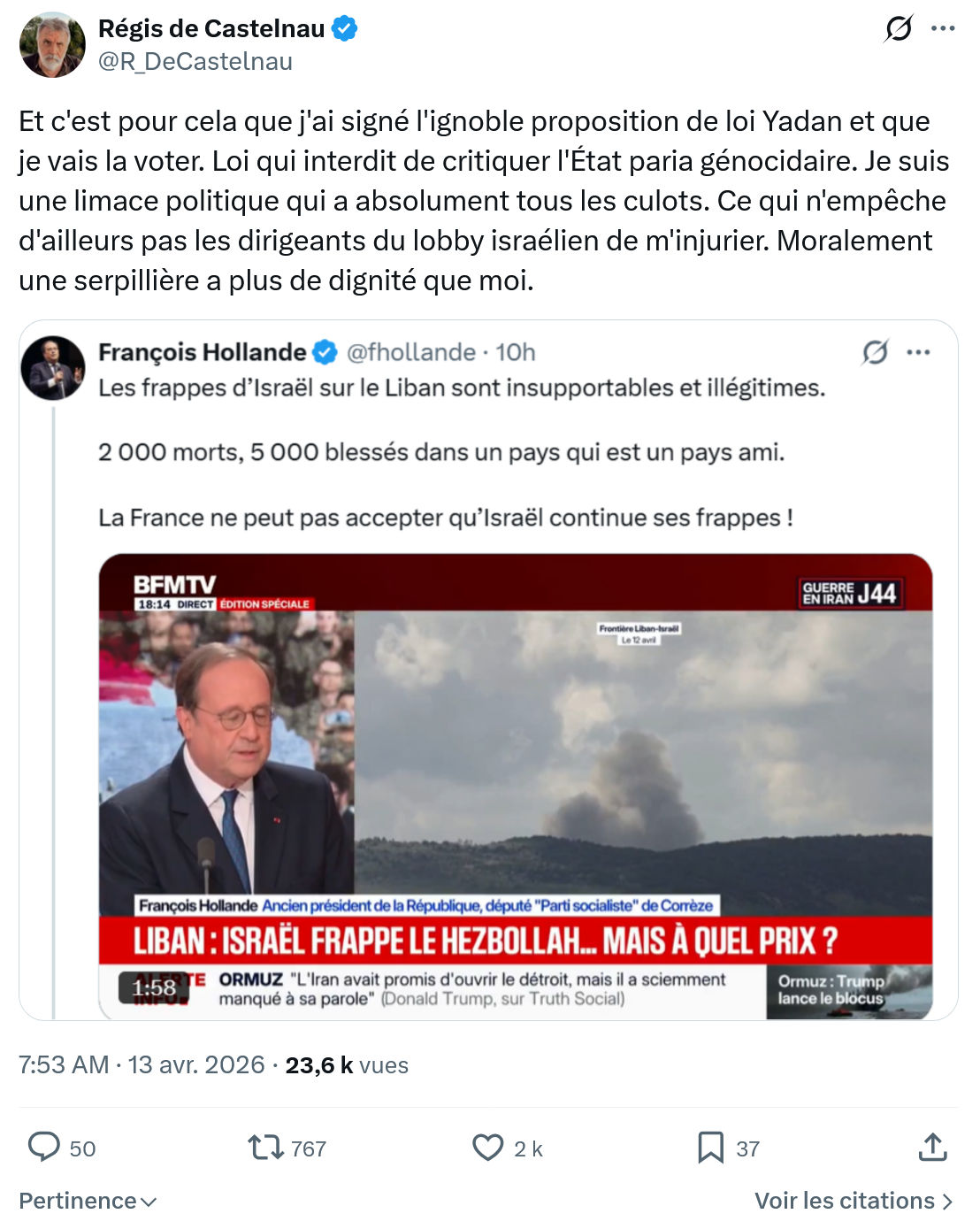 Régis de Castelnau: Et c'est pour cela que j'ai signé l'ignoble…