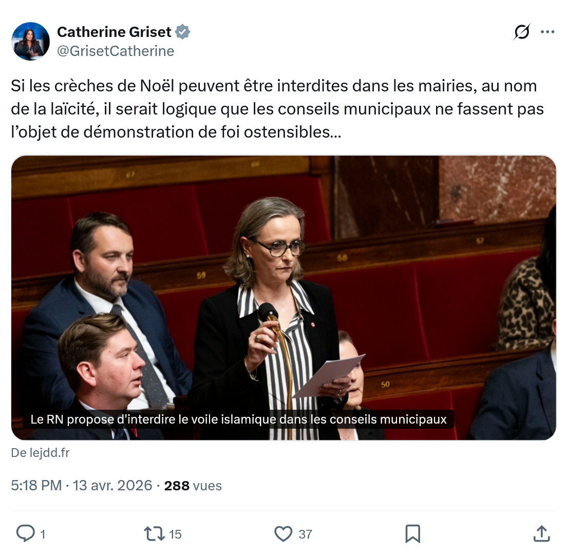 Catherine Griset: Si les crèches de Noël peuvent être…