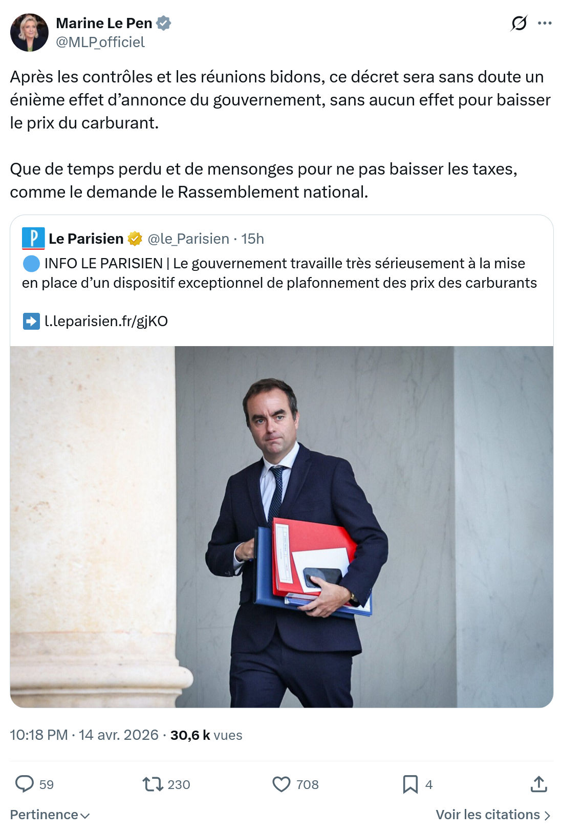 Marine Le Pen: Après les contrôles et les réunions bidons...