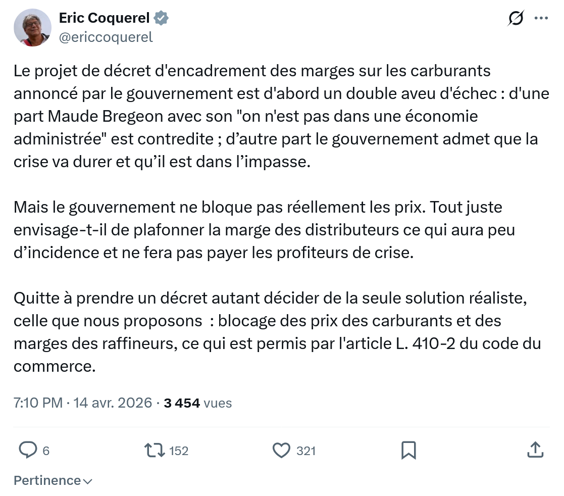 Eric Coquerel: Le projet de décret d'encadrement des marges…