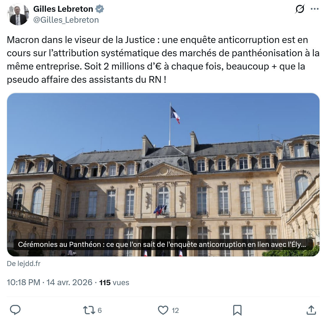 Gilles Lebreton: Macron dans le viseur de la Justice…