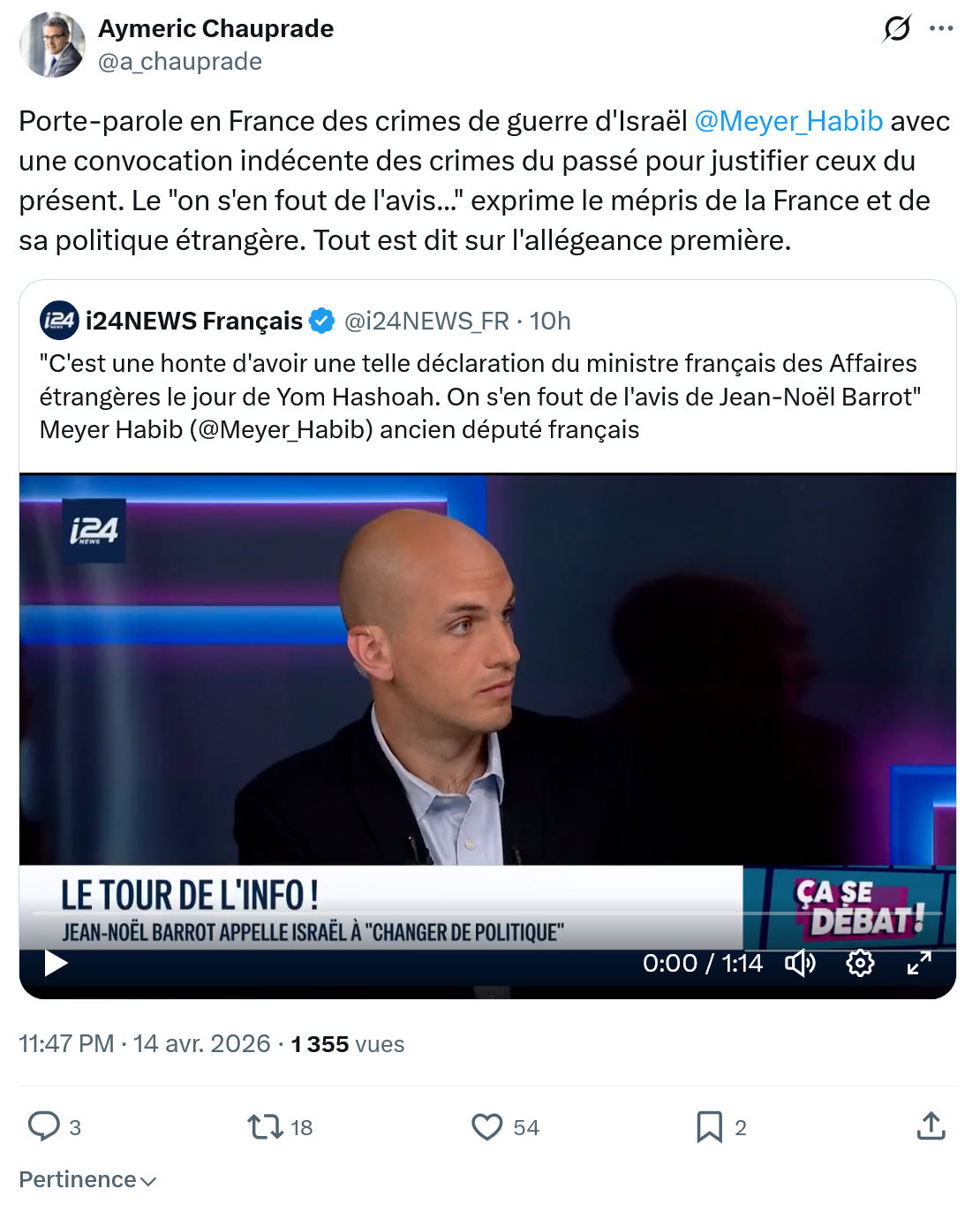 Aymeric Chauprad: Porte-parole en France des crimes…