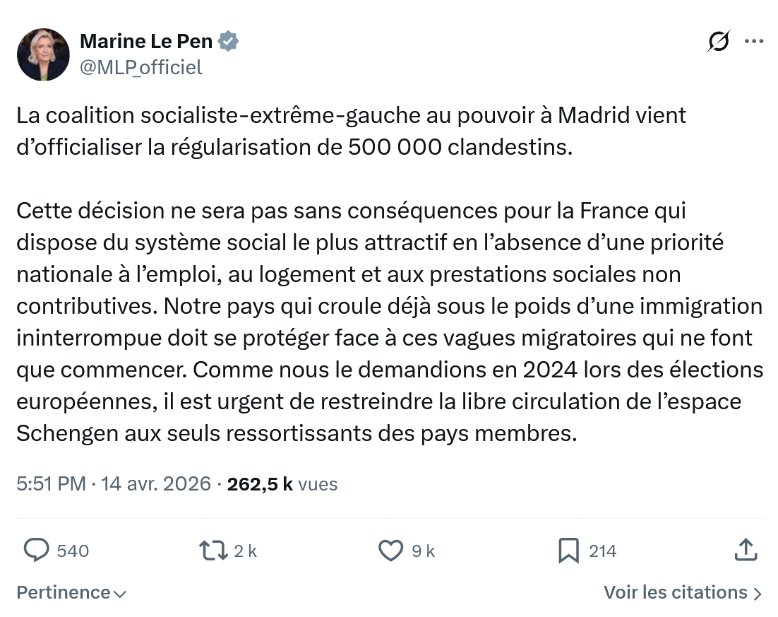 Marine Le Pen: La coalition socialiste-extrême-gauche...