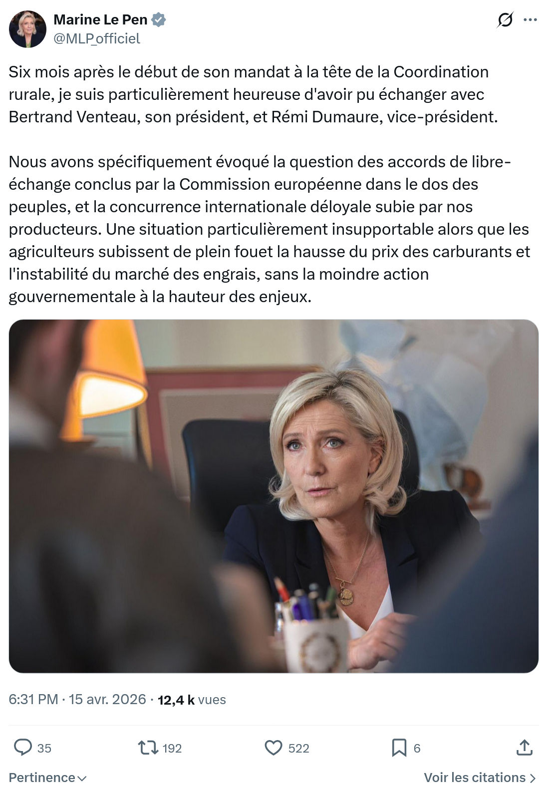 Marine Le Pen: Six mois après le début...