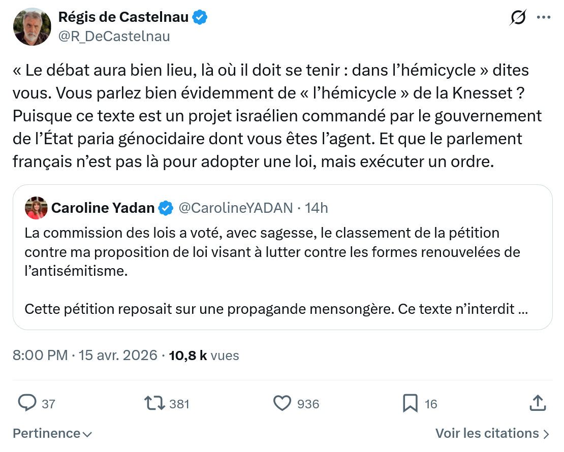 Régis de Castelnau: Le débat aura bien lieu…