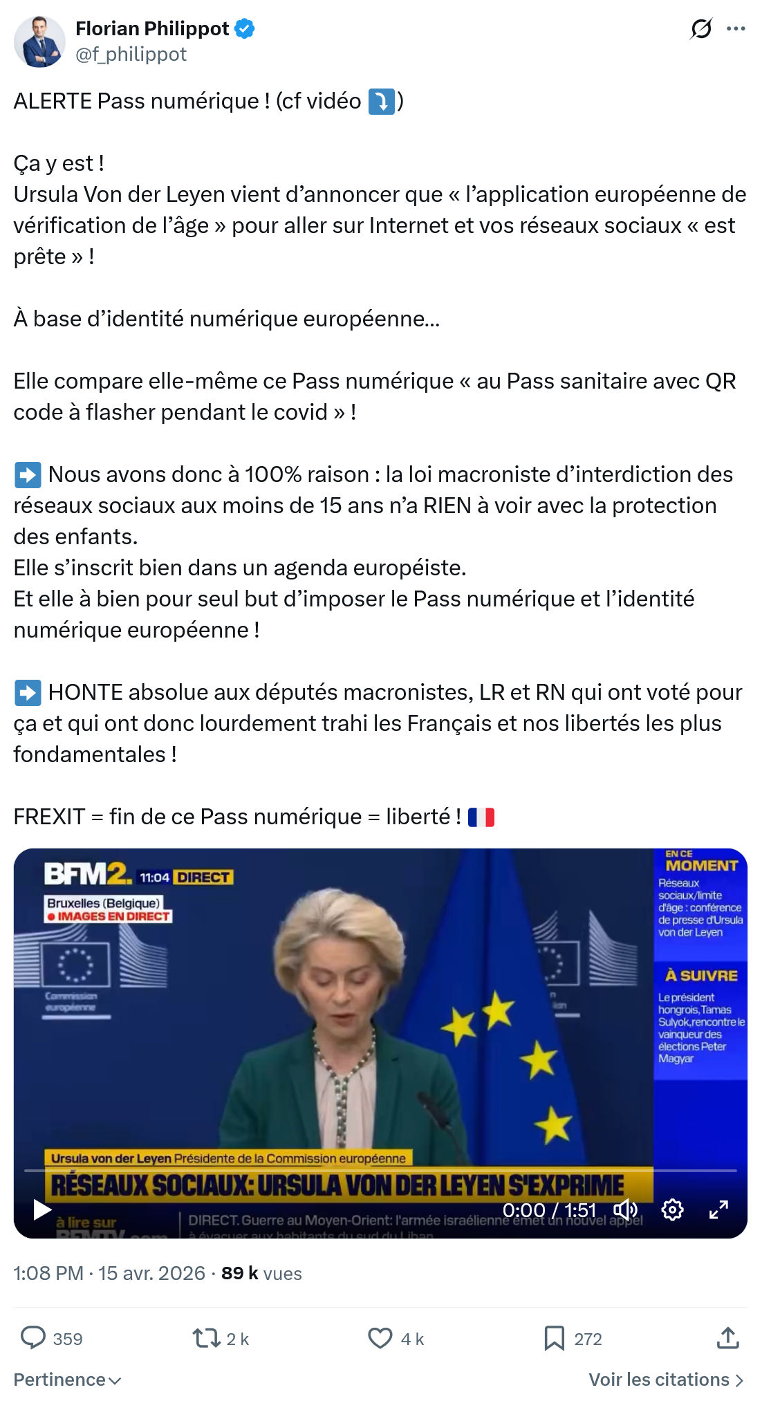 Florian Philippot: ALERTE Pass numérique !…