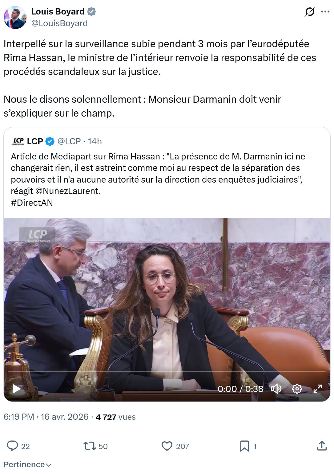 Louis Boyard: Interpellé sur la surveillance subie...