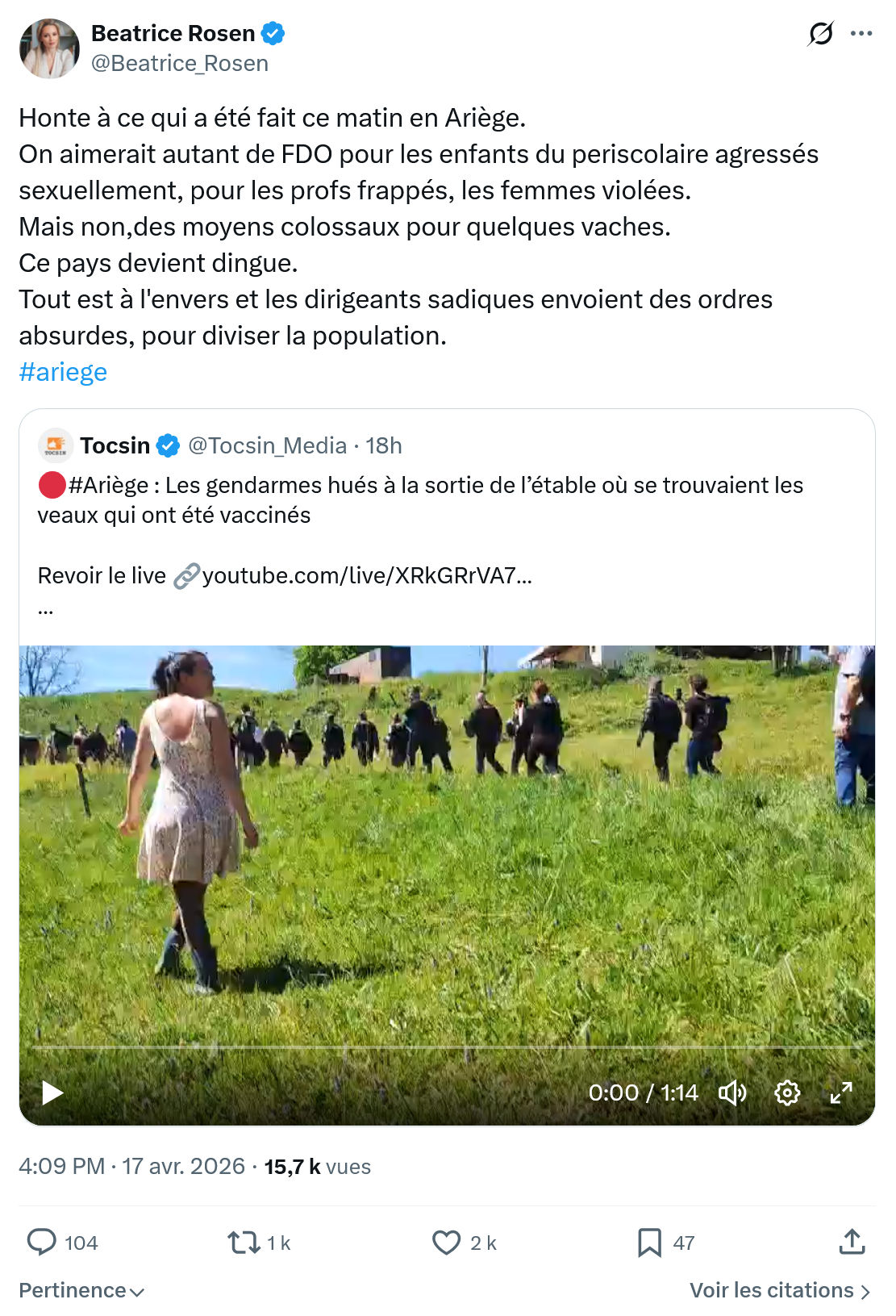 Béatrice Rosen: Honte à ce qui a été...