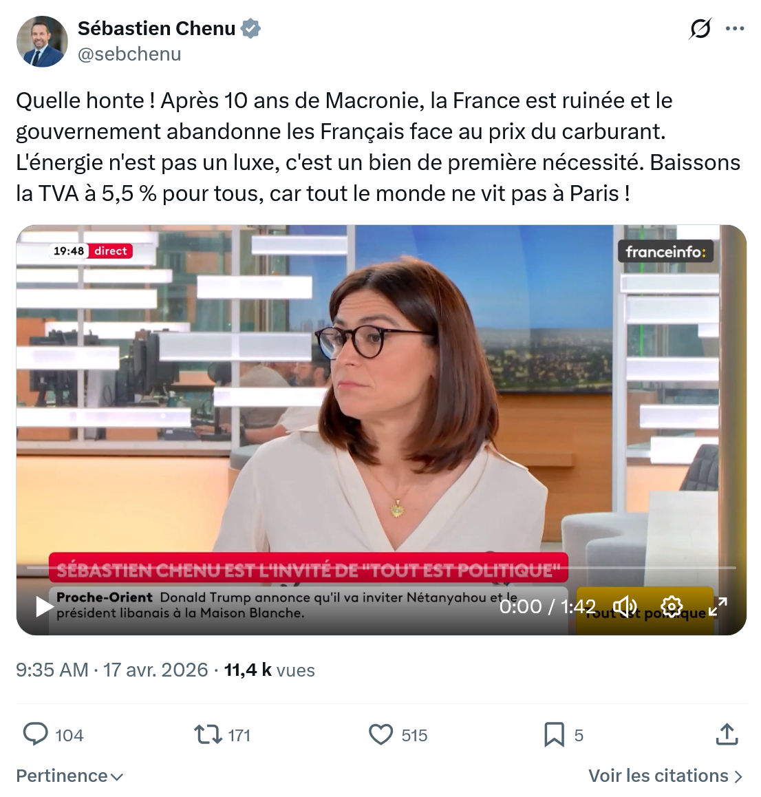 Sébastien Chenu: Quelle honte ! Après 10 ans...