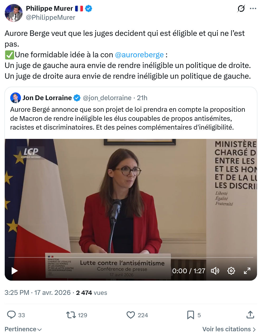 Philippe Murer: Aurore Berge veut que les...