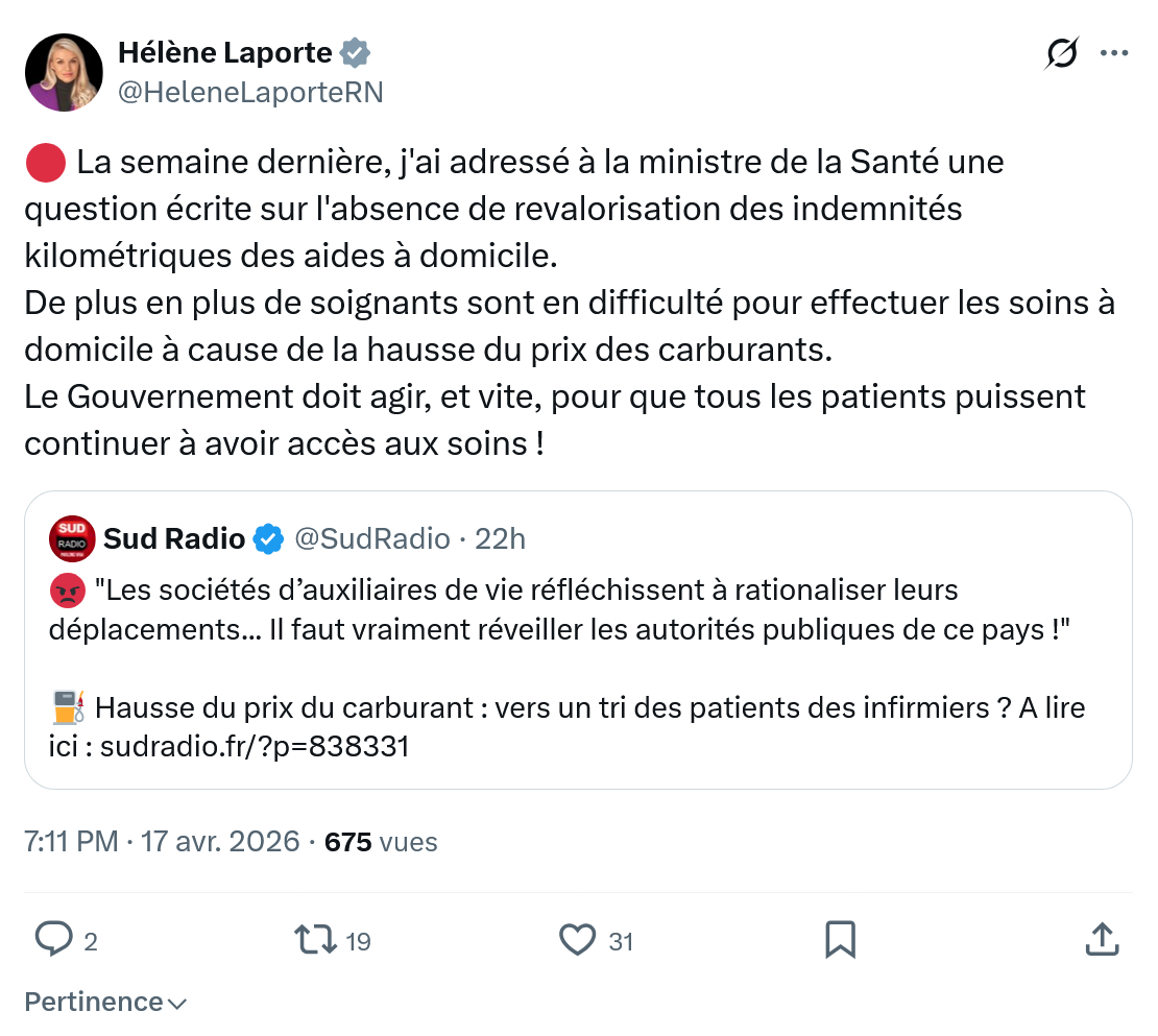 Hélène Laporte: La semaine dernière, j'ai adressé...