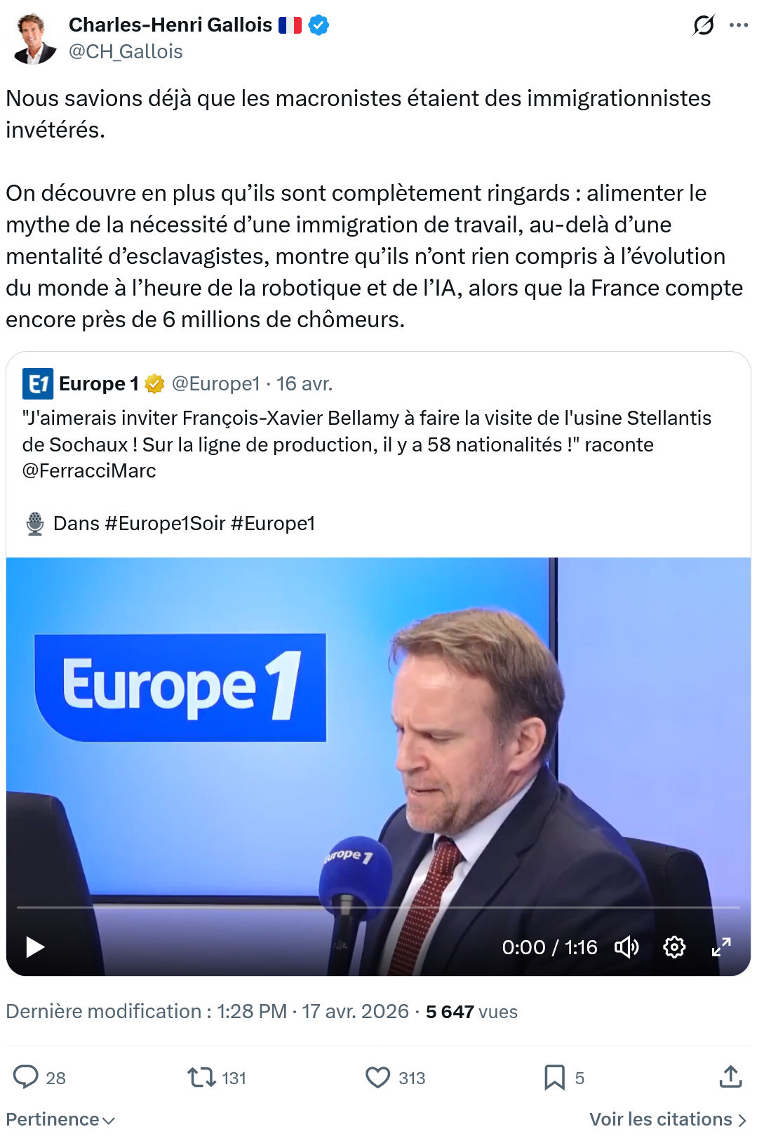 Charles-Henri Gallois: Nous savions déjà que les...