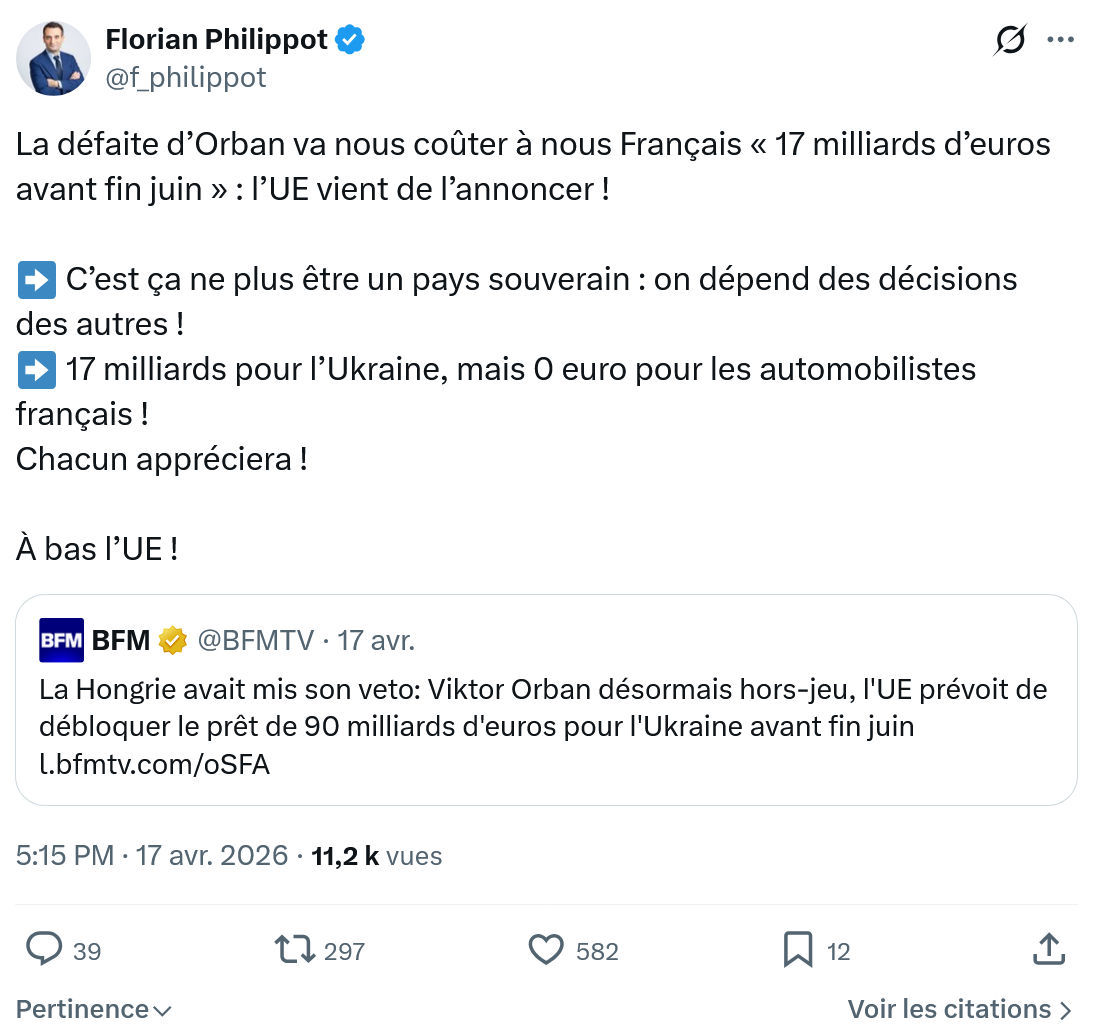 Florian Philippot: La défaite d’Orban va nous...