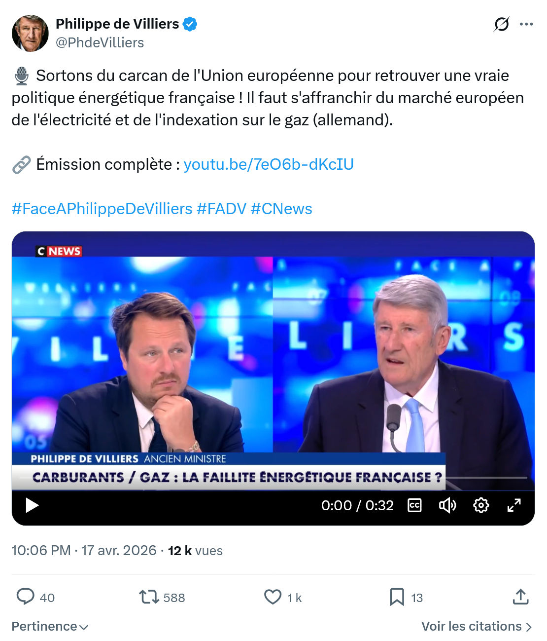 Philippe de Villiers: Sortons du carcan de l'Union...