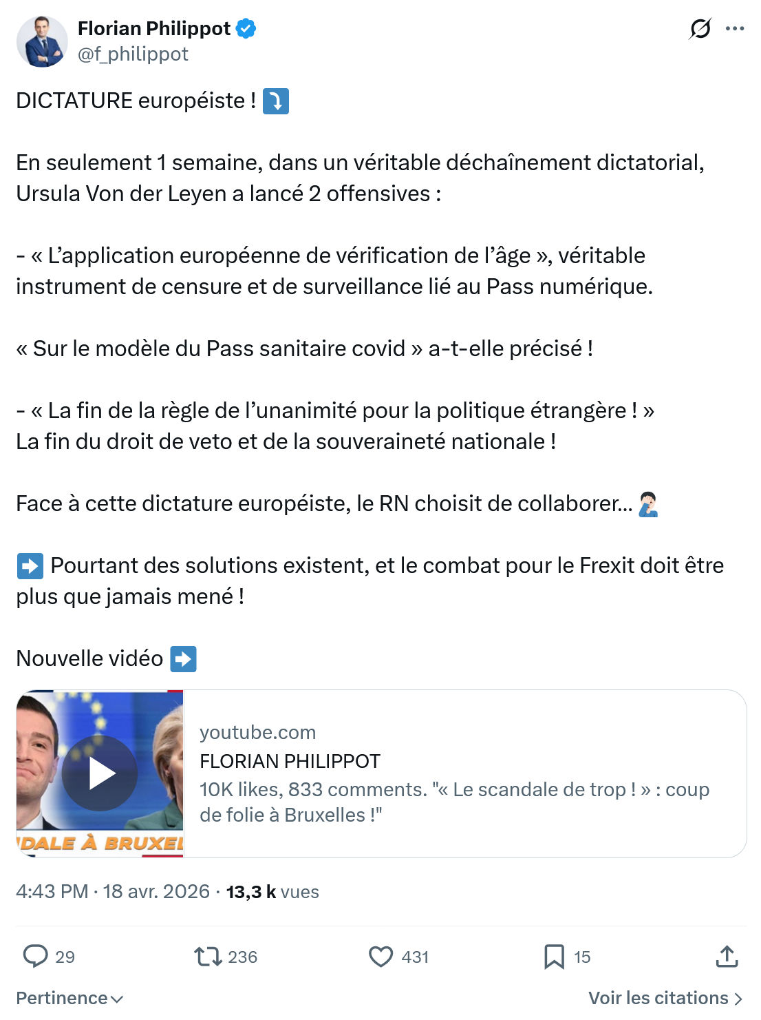 Florian Philippot: DICTATURE européiste !…