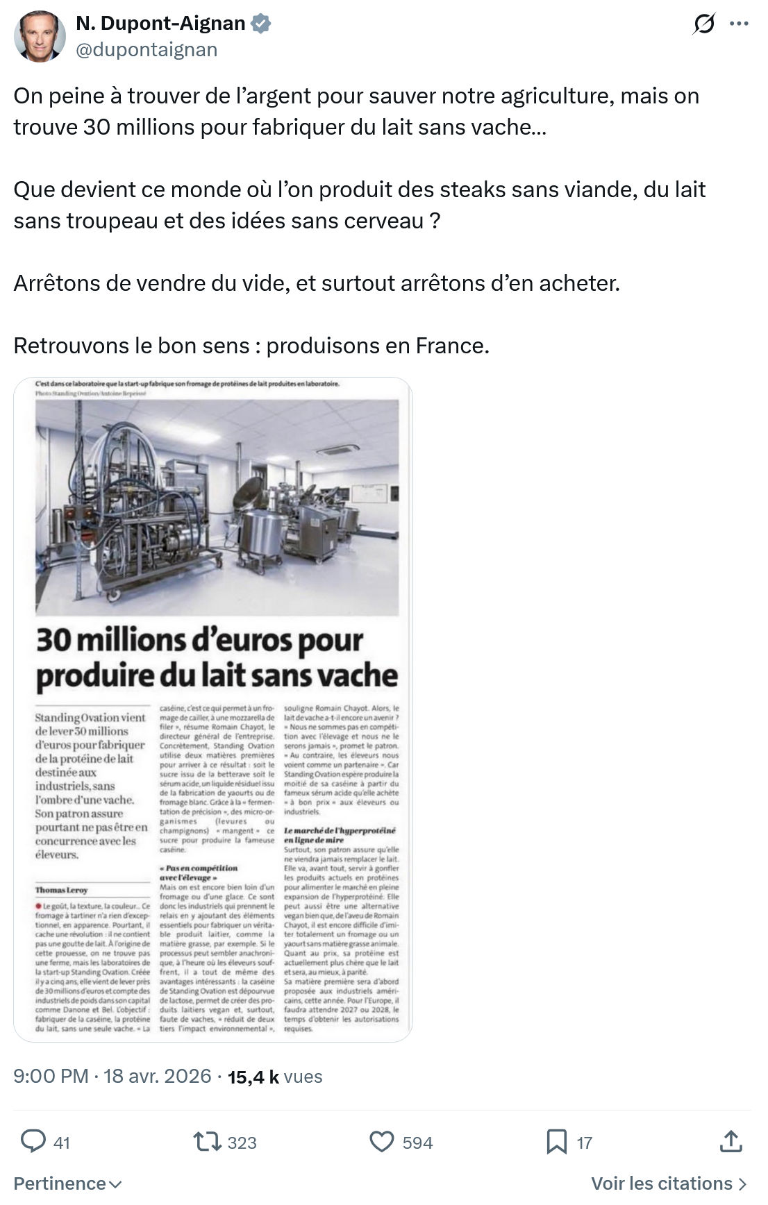 Nicolas Dupont-Aignan: On peine à trouver de l’argent pour…