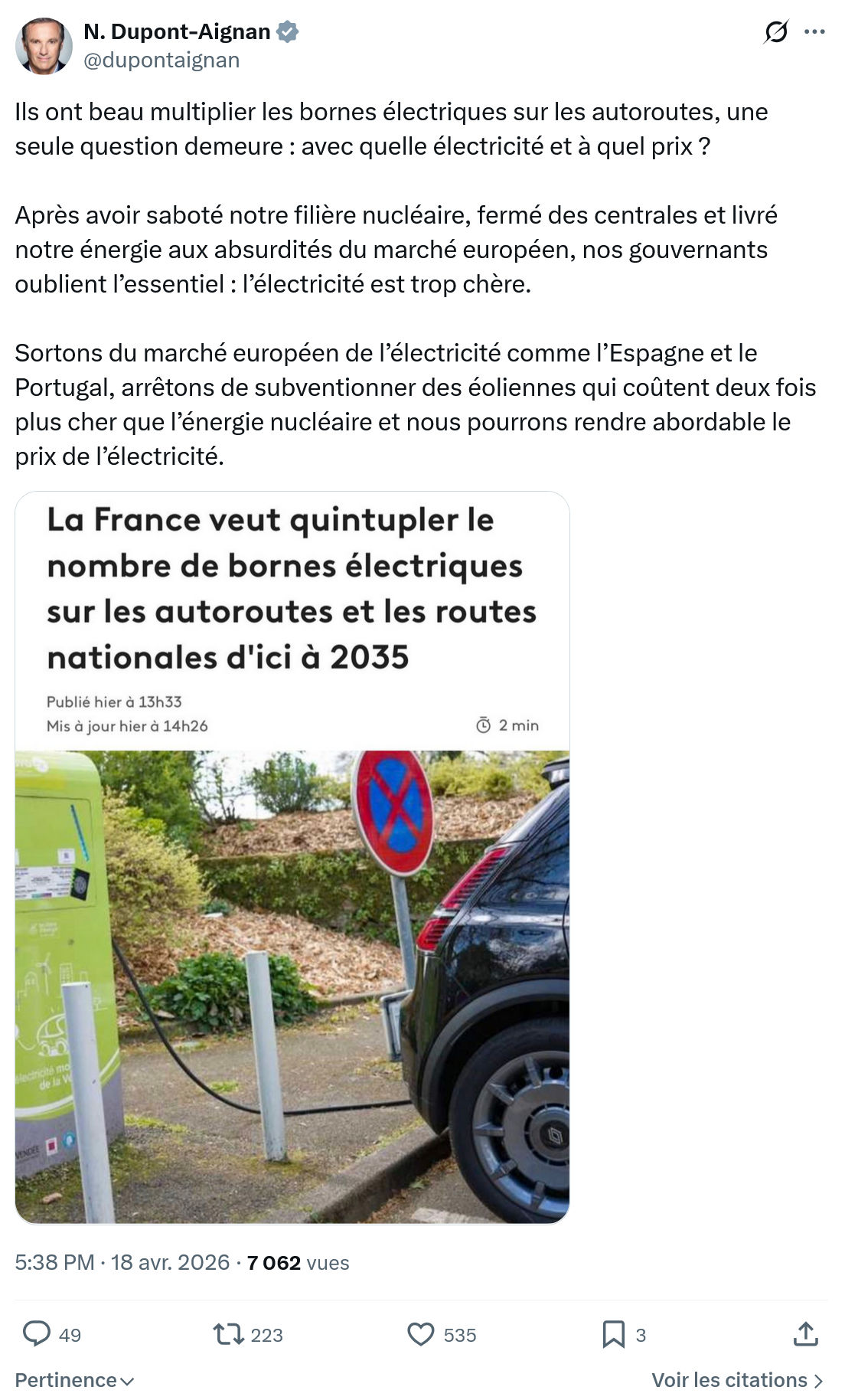 Nicolas Dupont-Aignan: Ils ont beau multiplier les bornes…